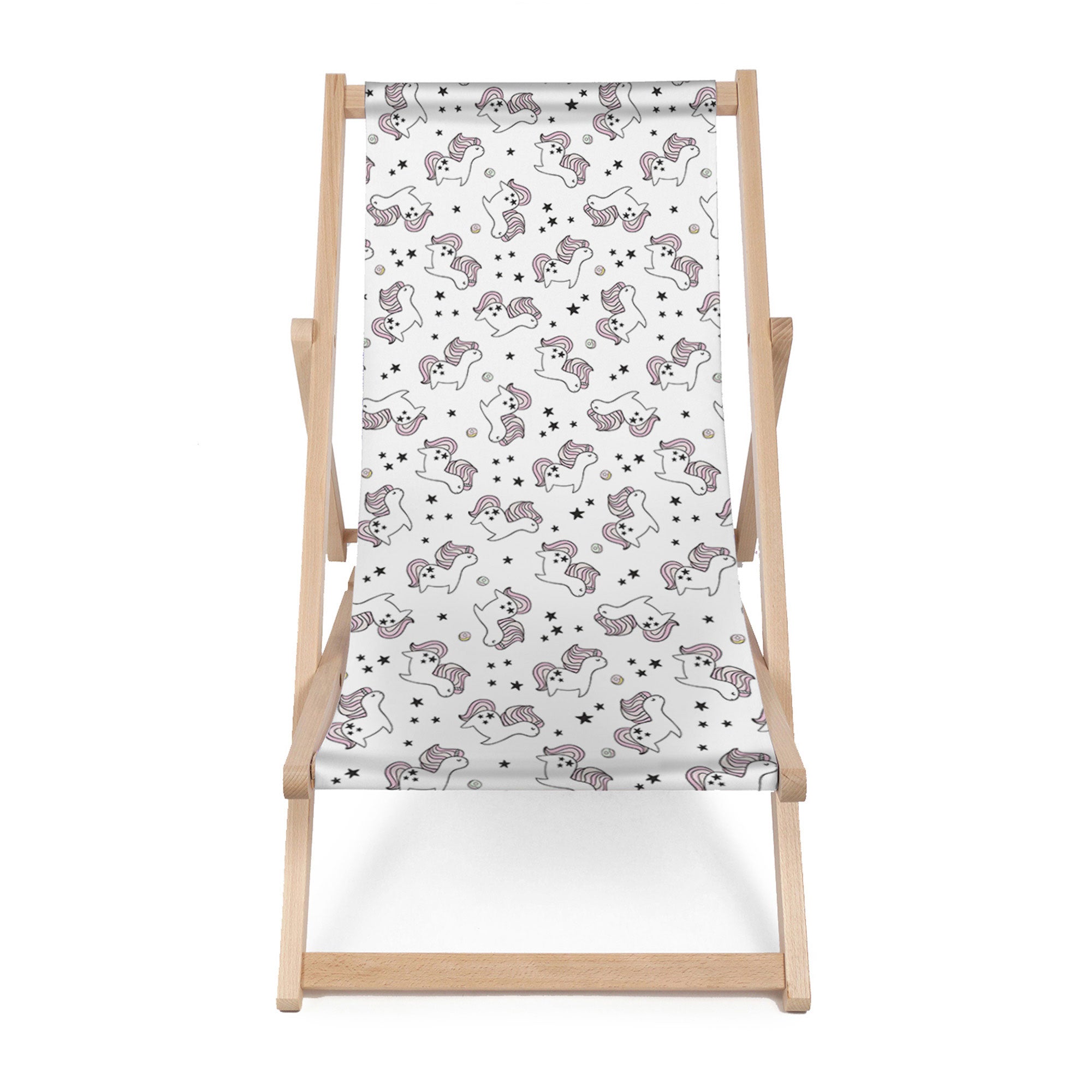 Wooden Deck Chair Unicorn and Donut-M