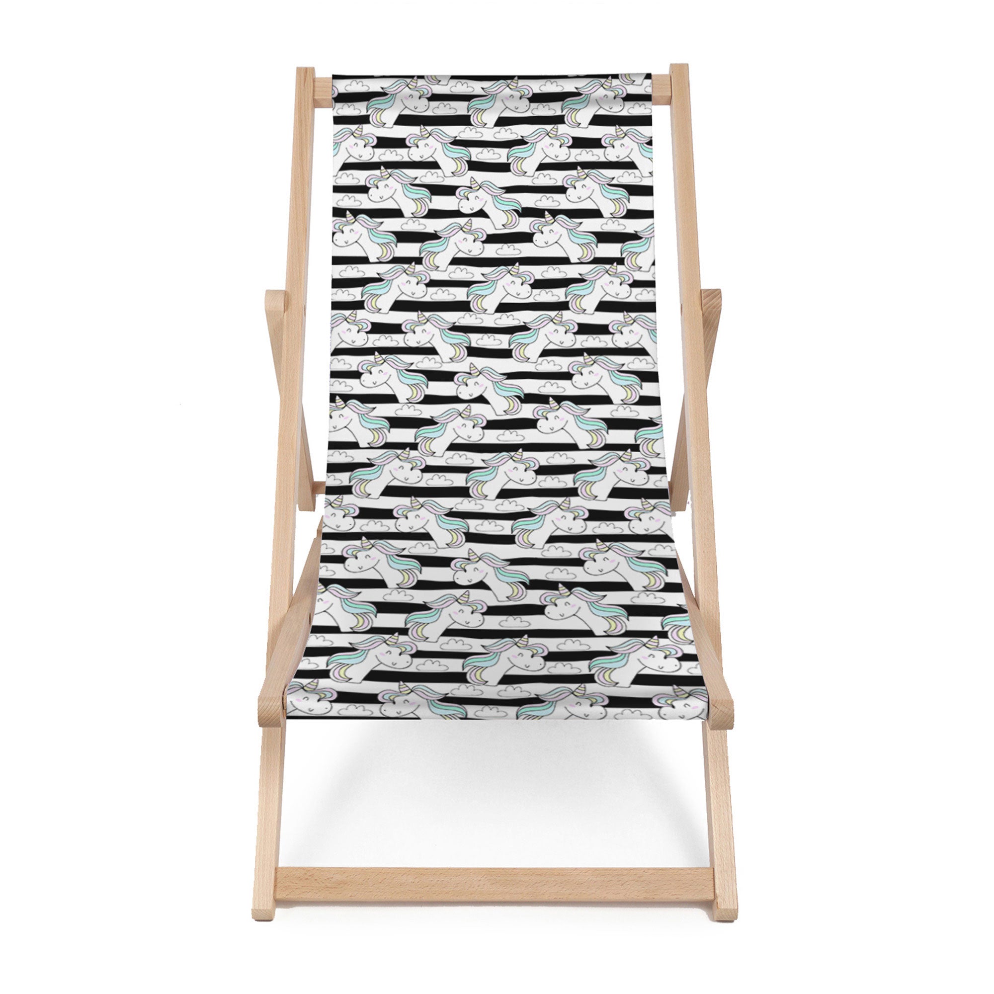 Wooden Deck Chair Unicorn Black Stripes-M