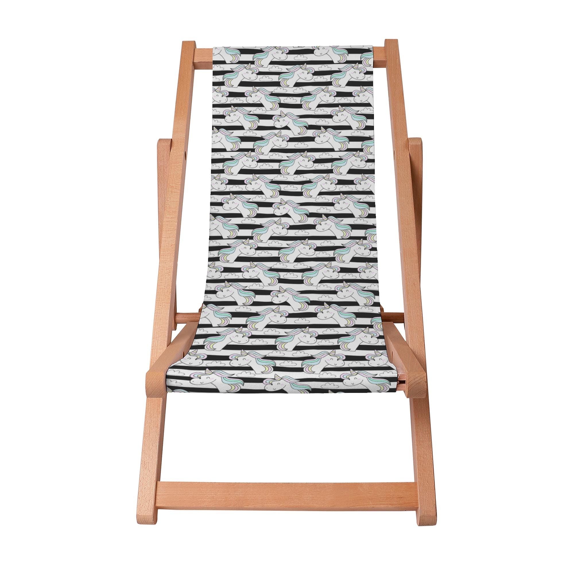 Wooden Deck Chair Unicorn Black Stripes-S
