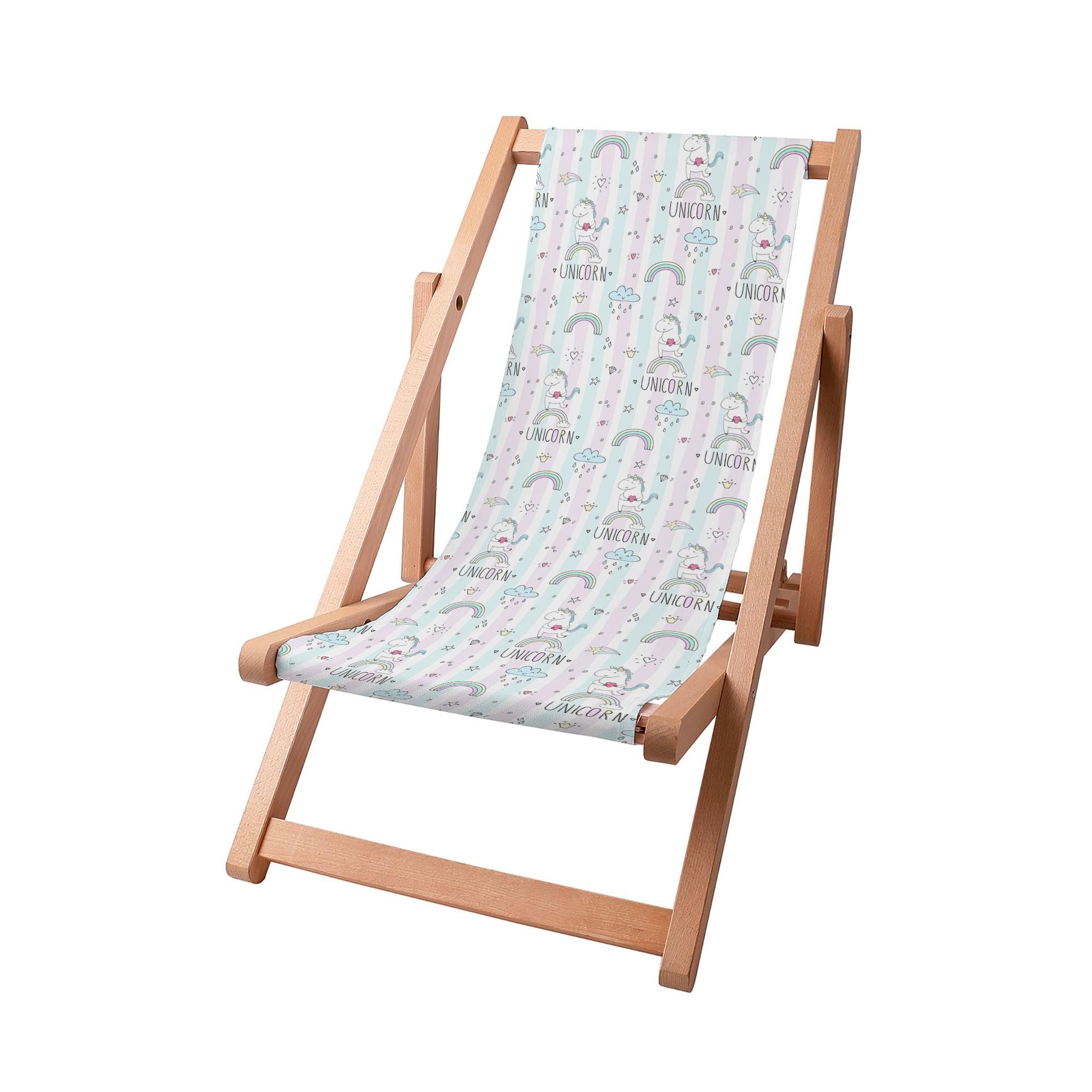 Wooden Deck Chair Unicorn with Heart
