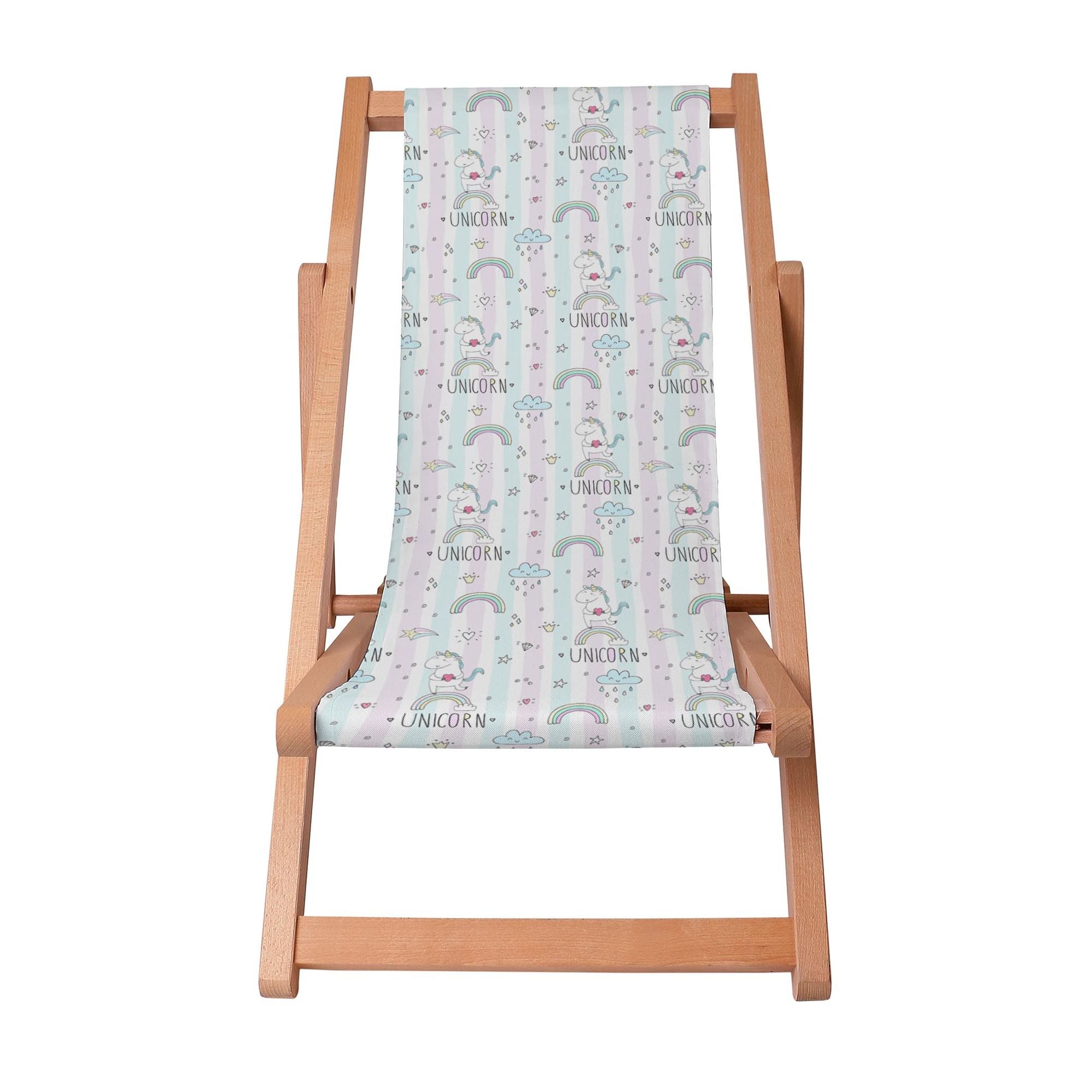 Wooden Deck Chair Unicorn with Heart