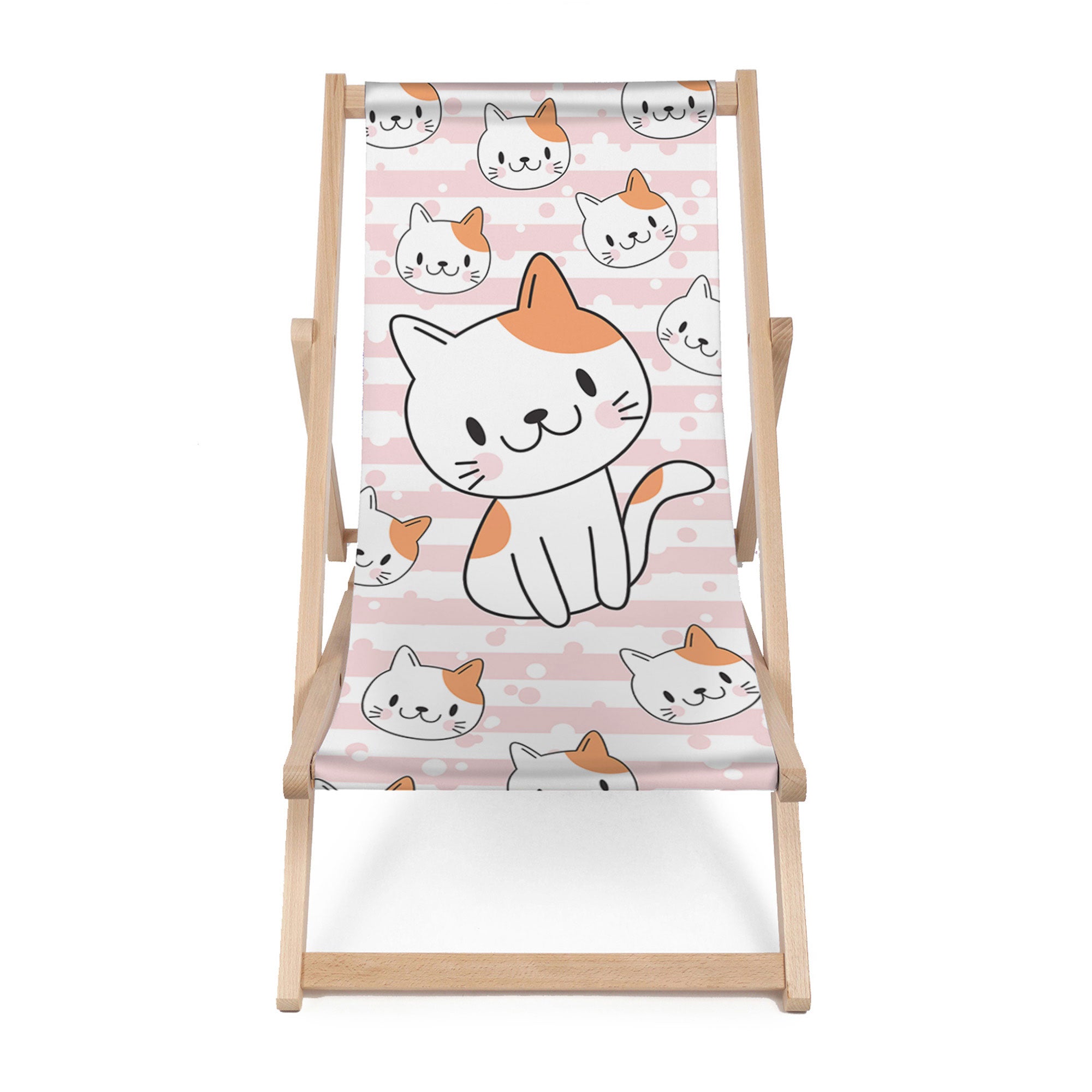 Wooden Deck Chair Smiling Cat-M
