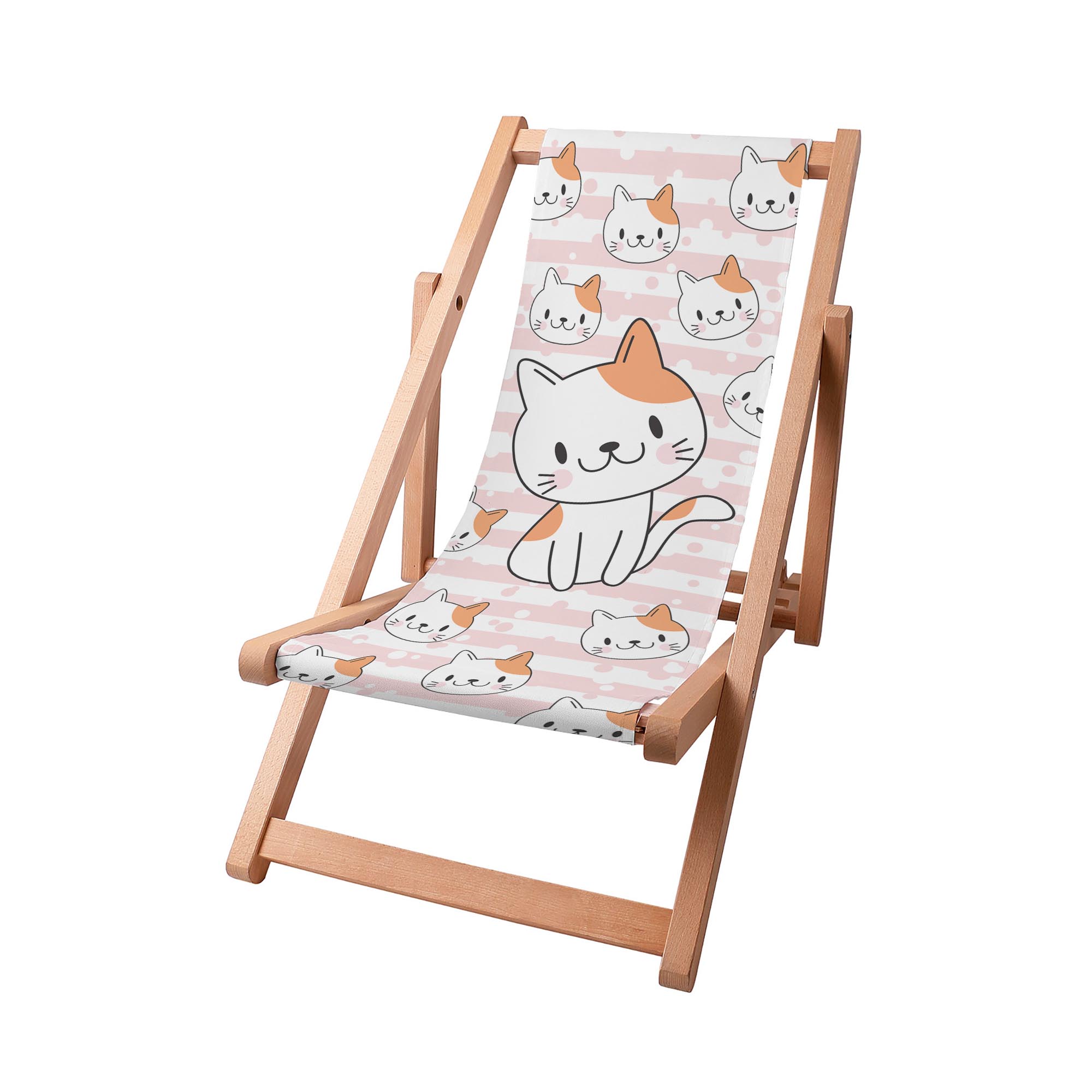 Wooden Deck Chair Smiling Cat-S
