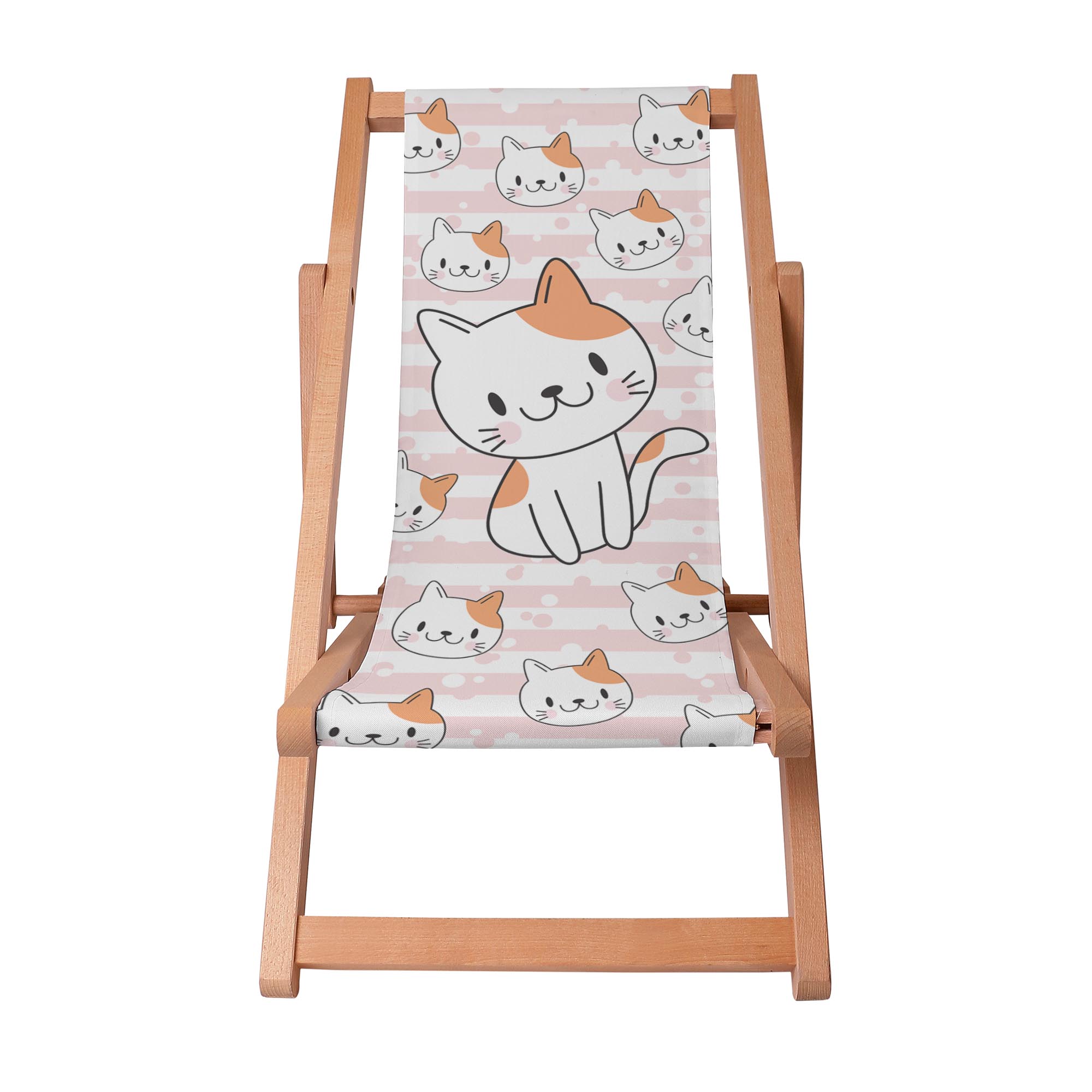 Wooden Deck Chair Smiling Cat-S