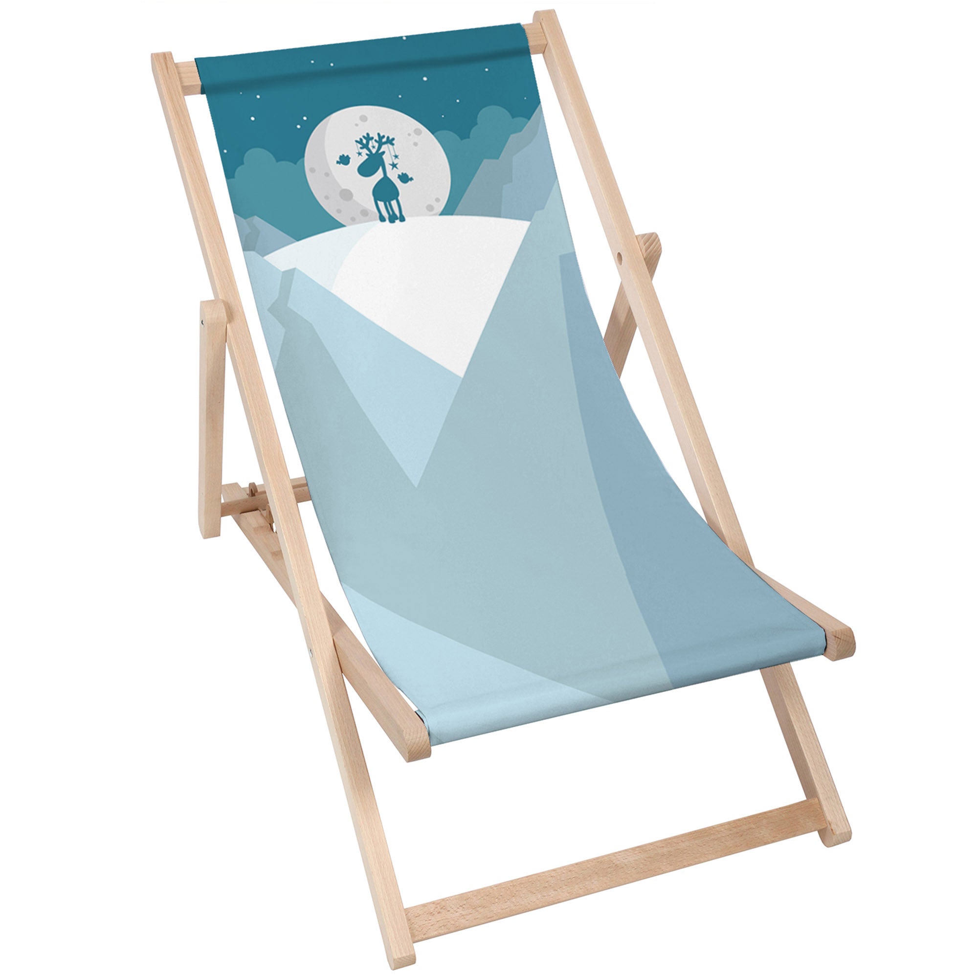 Wooden Deck Chair Winter Reindeer-M