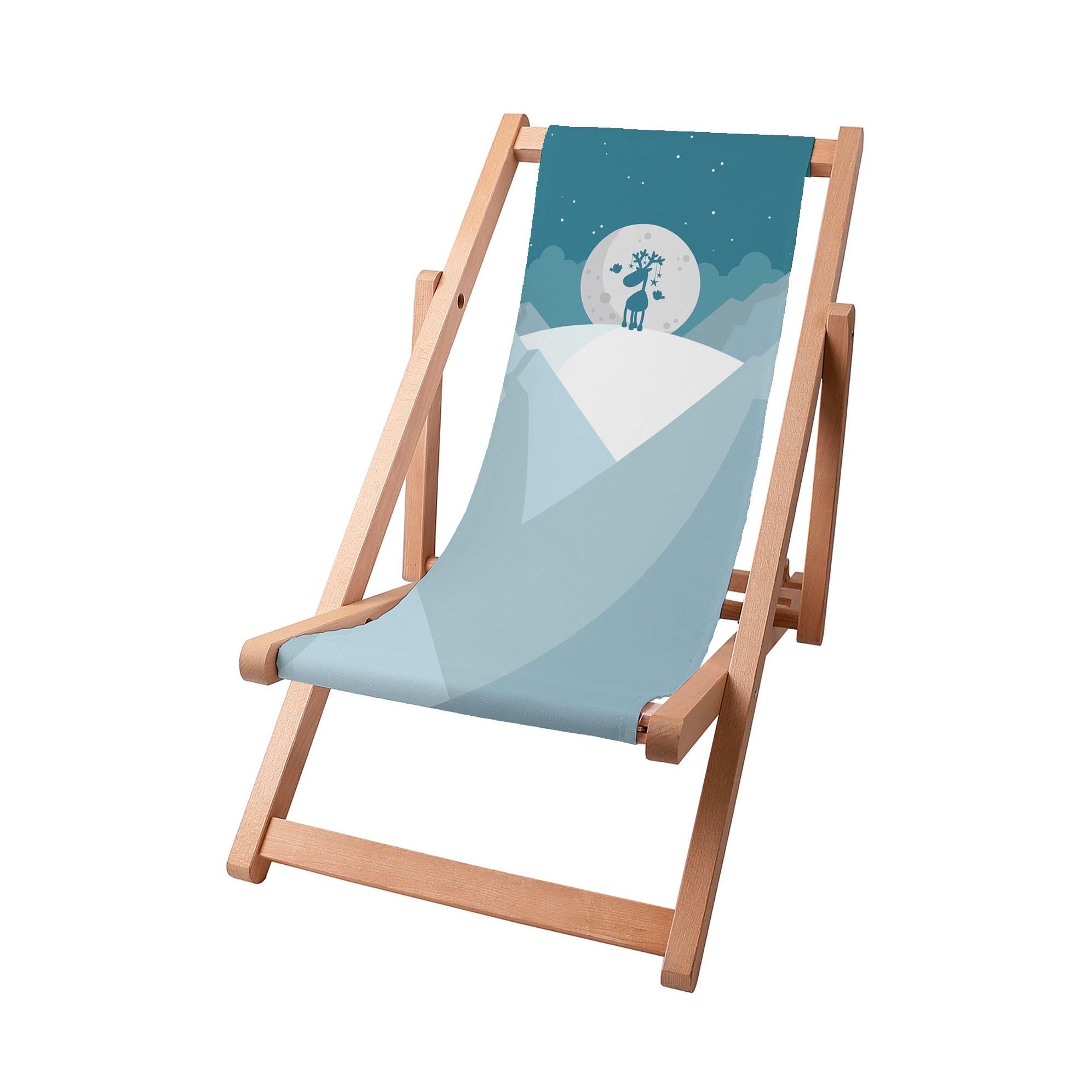 Wooden Deck Chair Winter Reindeer