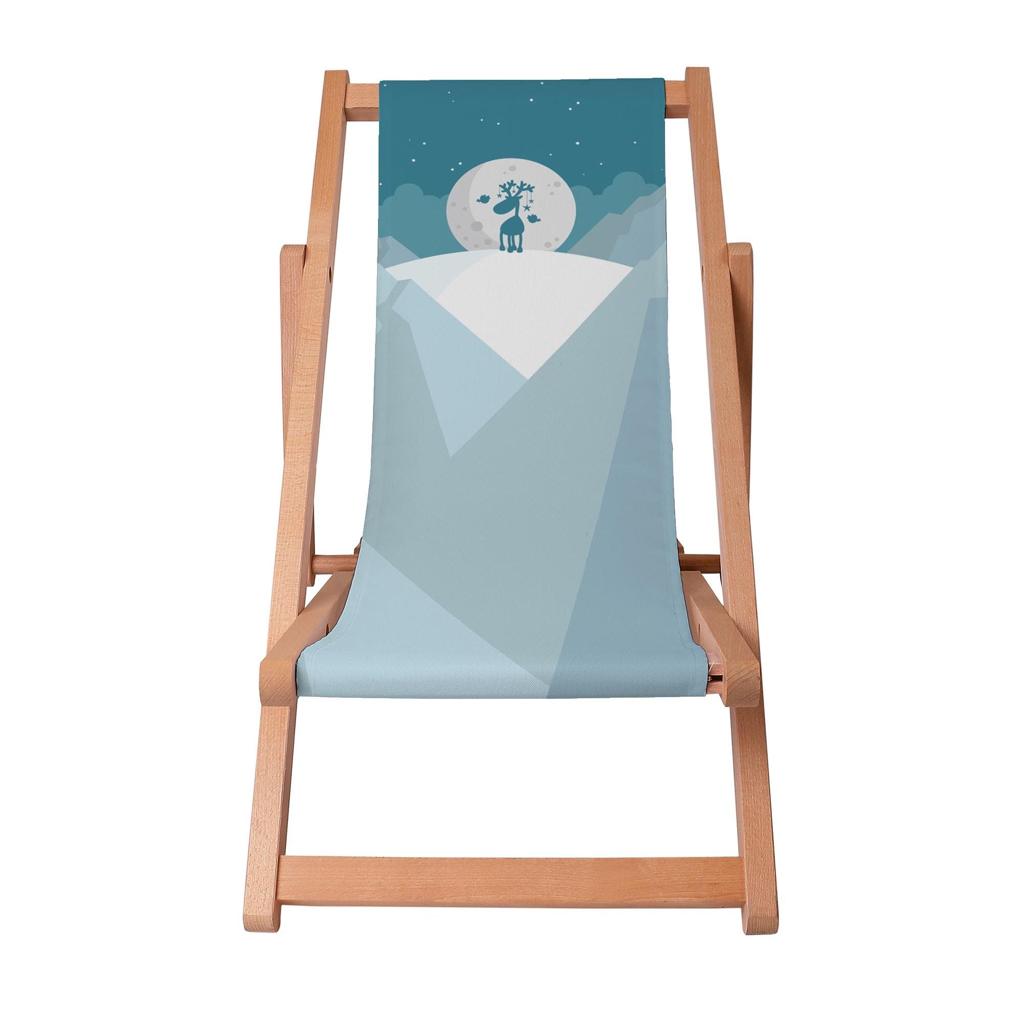 Wooden Deck Chair Winter Reindeer