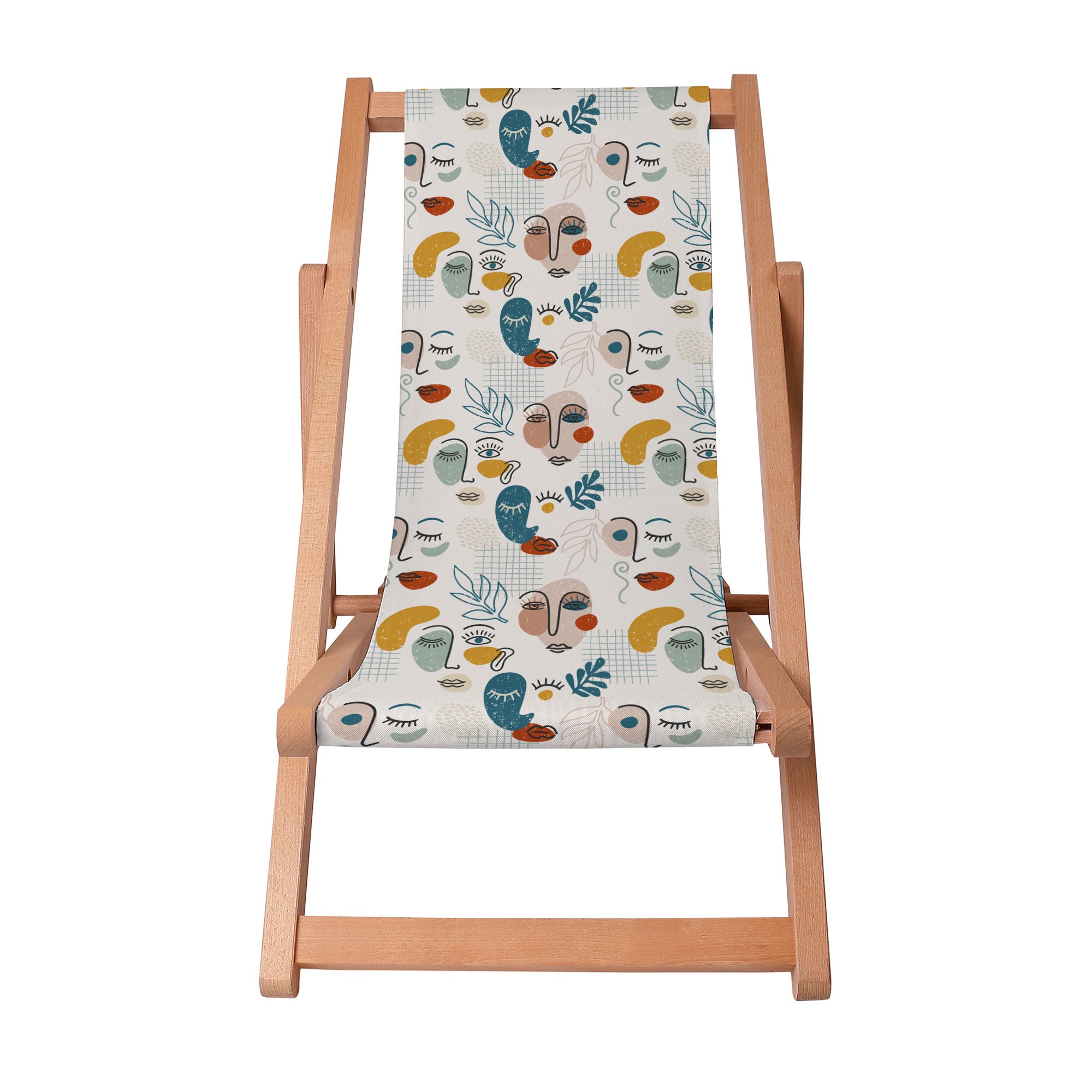Wooden Deck Chair Abstract Faces