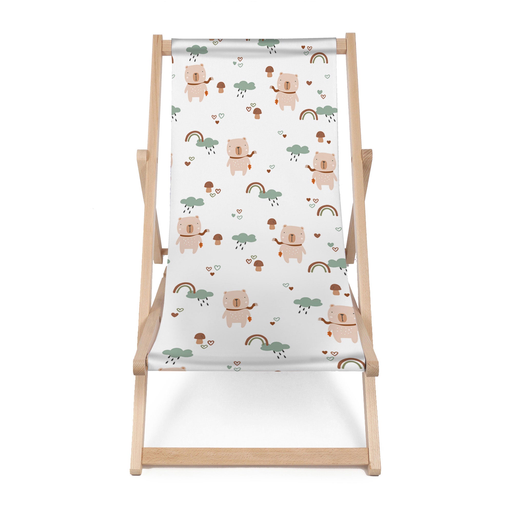 Wooden Deck Chair Bear and Mushrooms-M