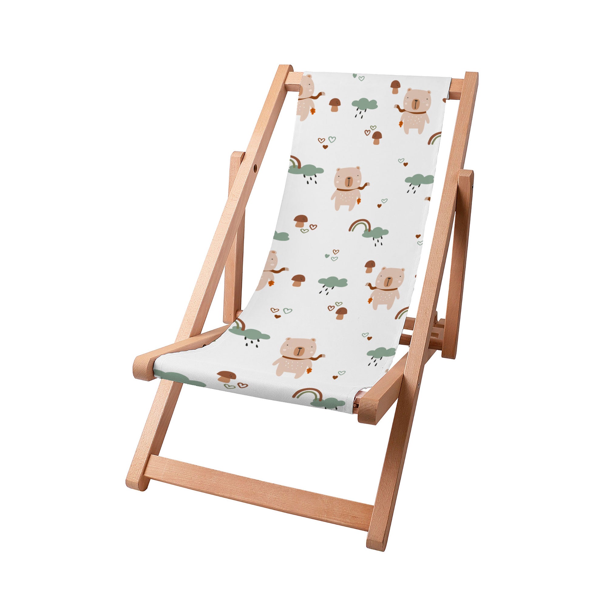 Wooden deck chair Bear and Mushrooms
