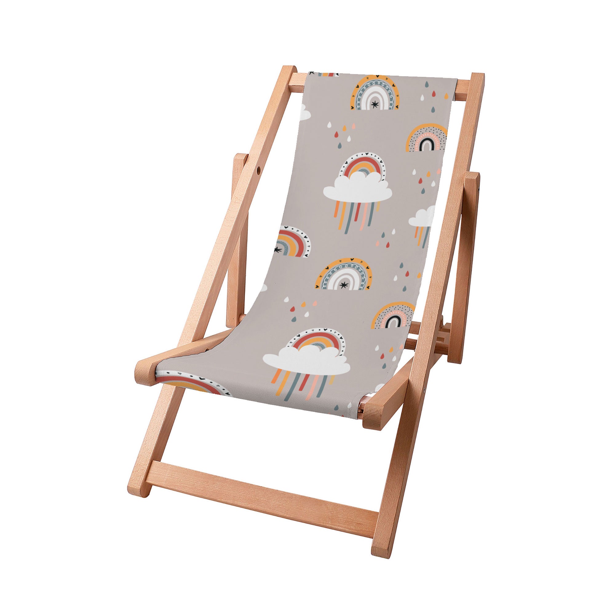 Wooden Deck Chair Beige Rainbow-S