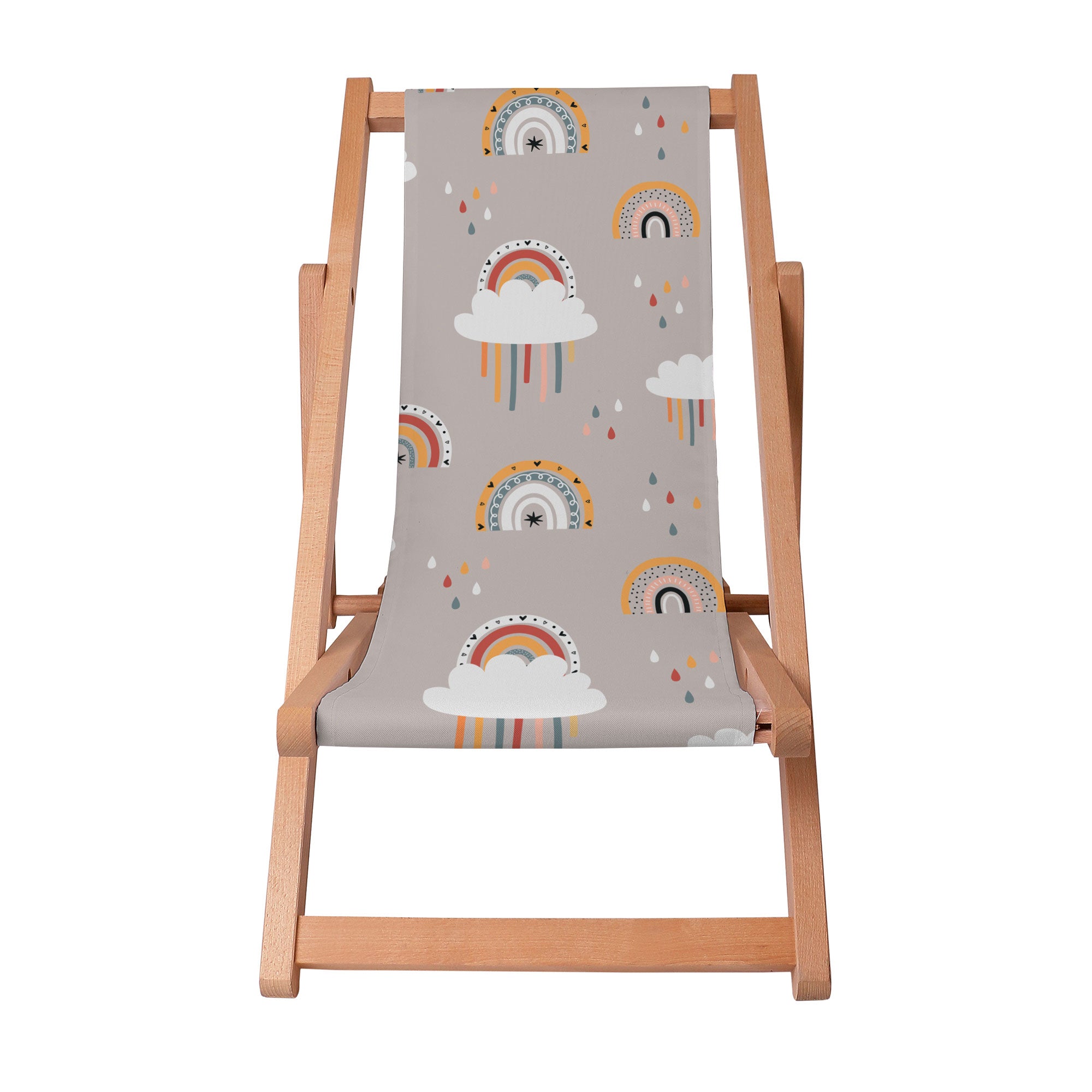 Wooden Deck Chair Beige Rainbow-S