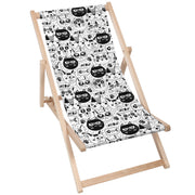 Wooden Deck Chair Black and White Cats-M