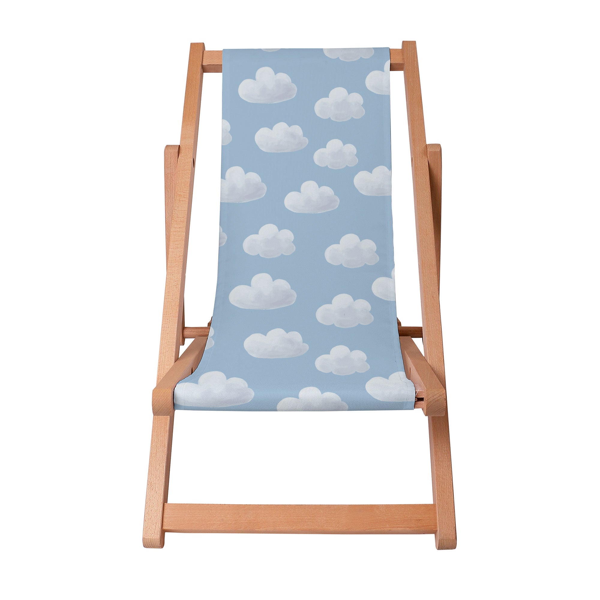 Wooden Deck Chair Blue Clouds-S