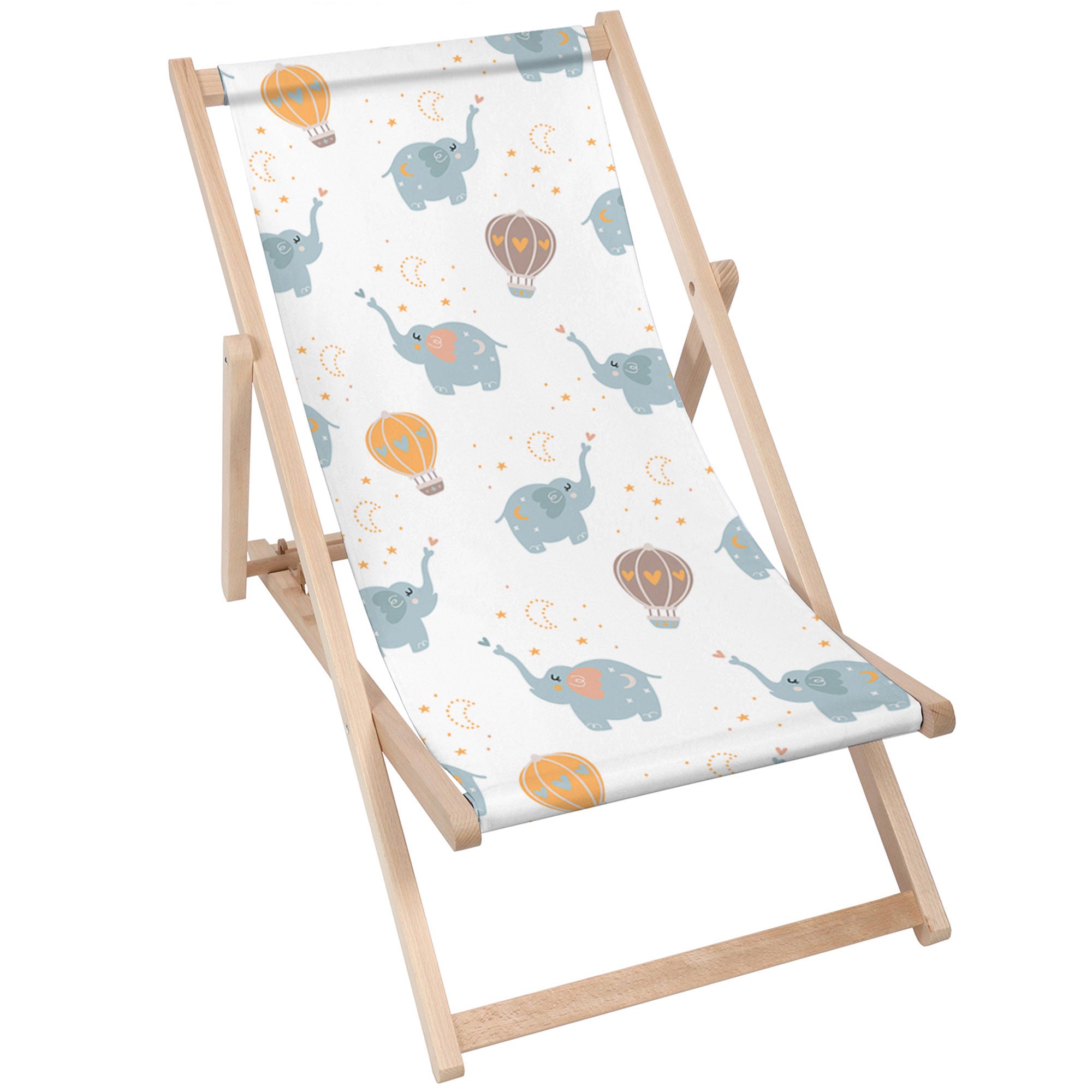 Wooden Deck Chair Blue Elephant-M