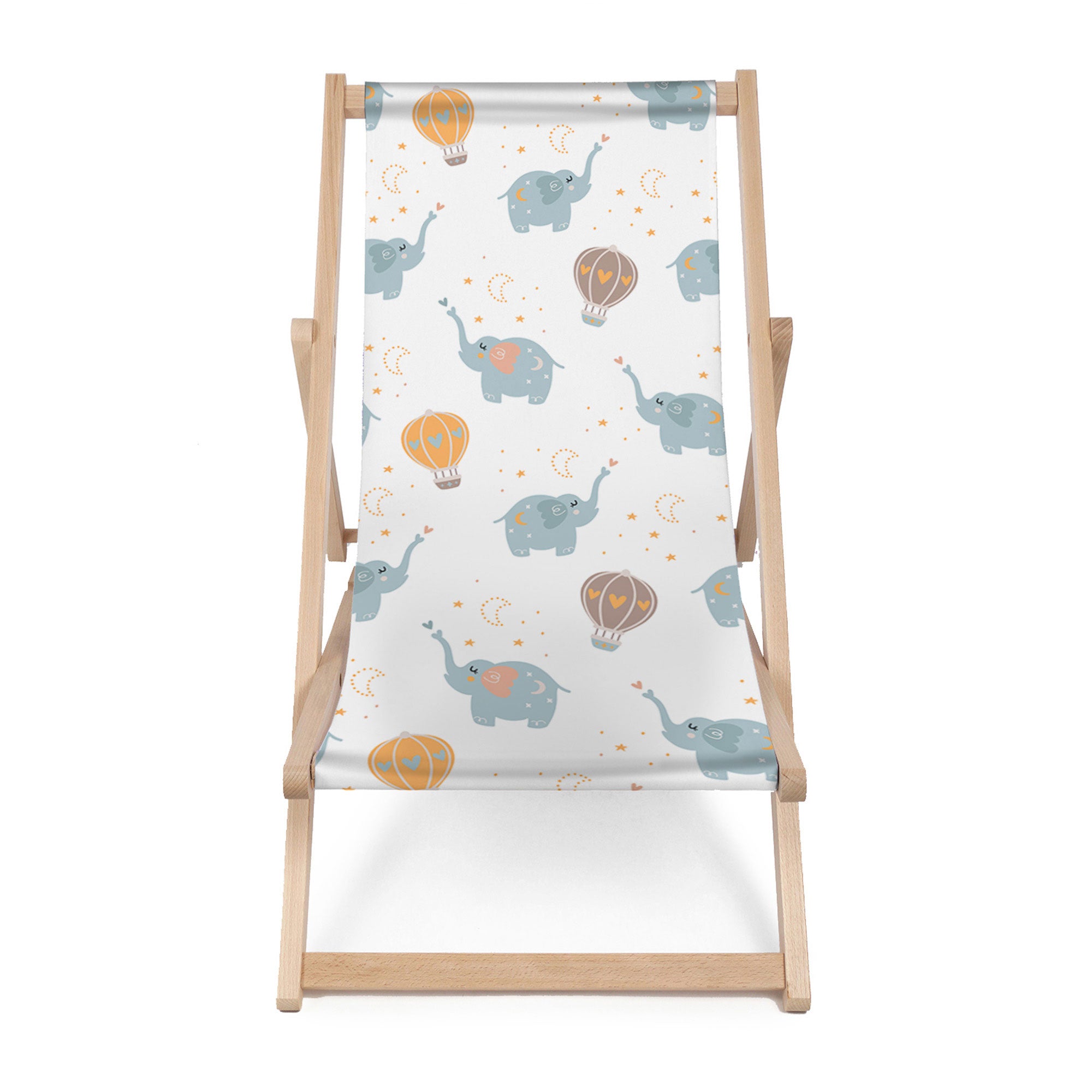 Wooden Deck Chair Blue Elephant-M