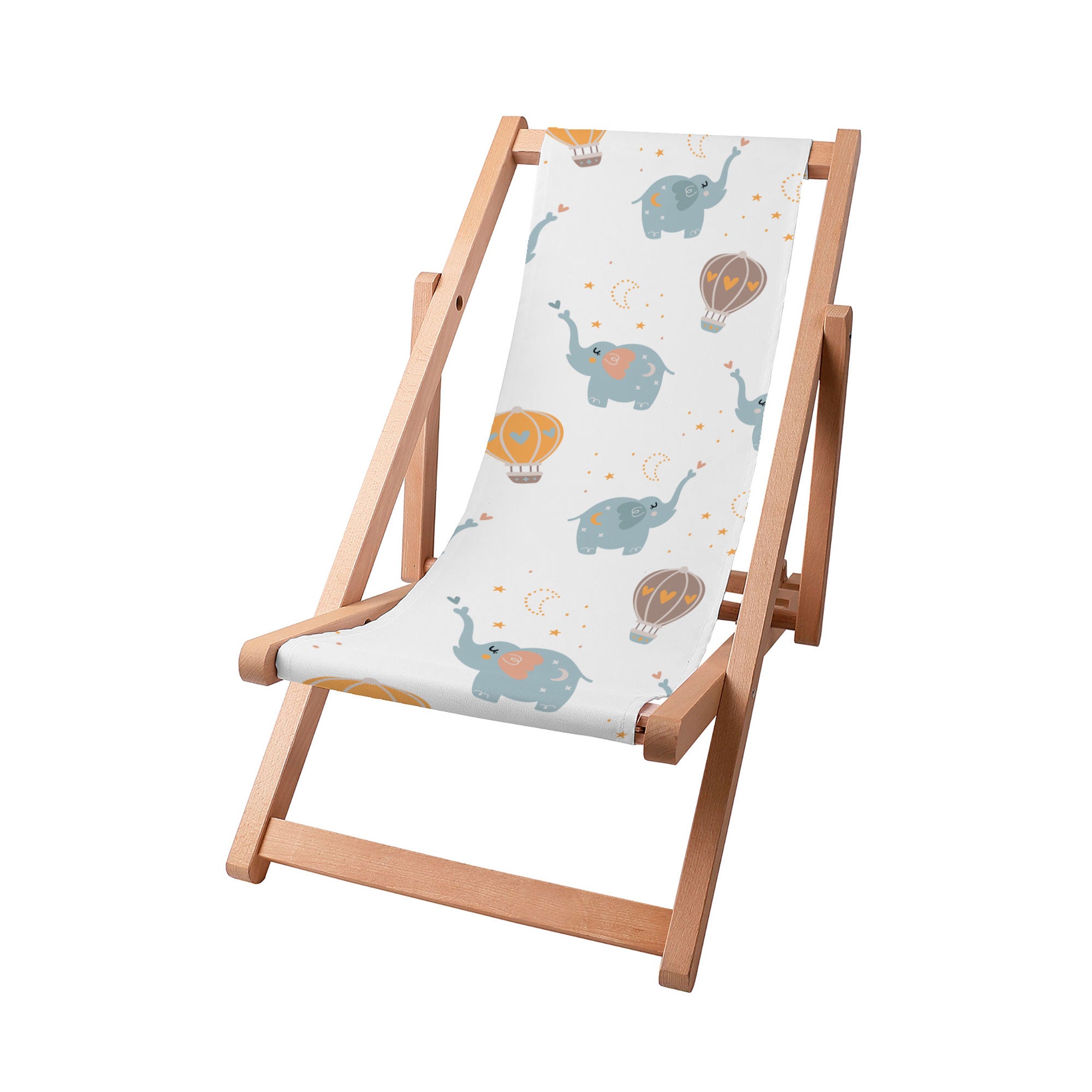 Wooden Deck Chair Blue Elephant-S