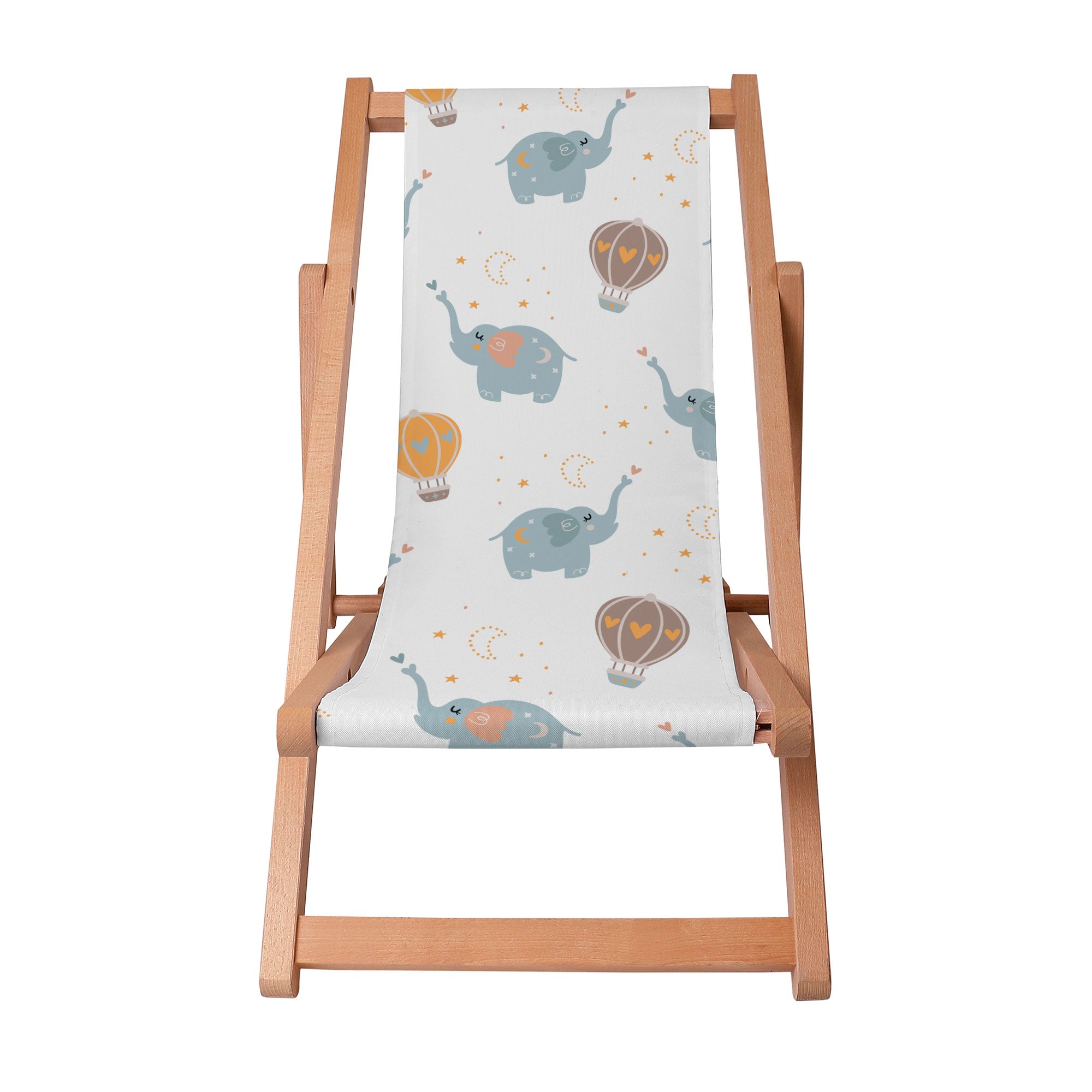 Wooden Deck Chair Blue Elephant