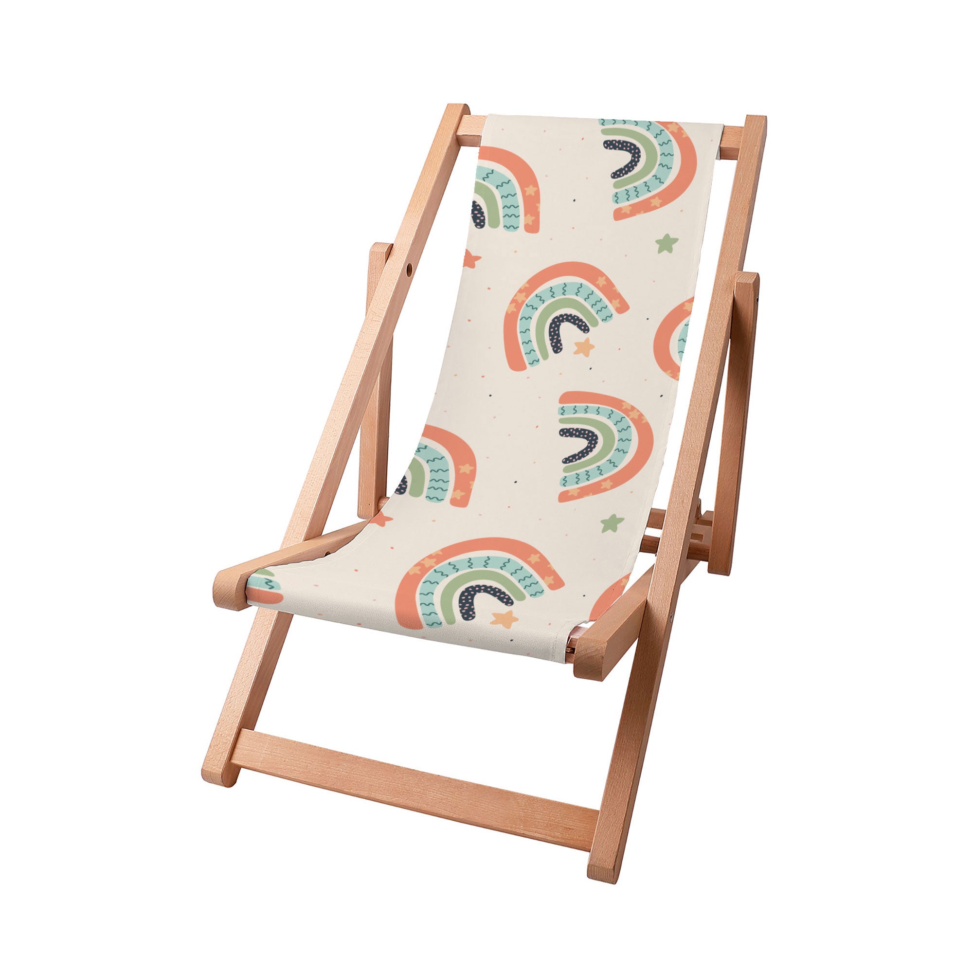 Wooden Deck Chair Boho Rainbow With Stars
