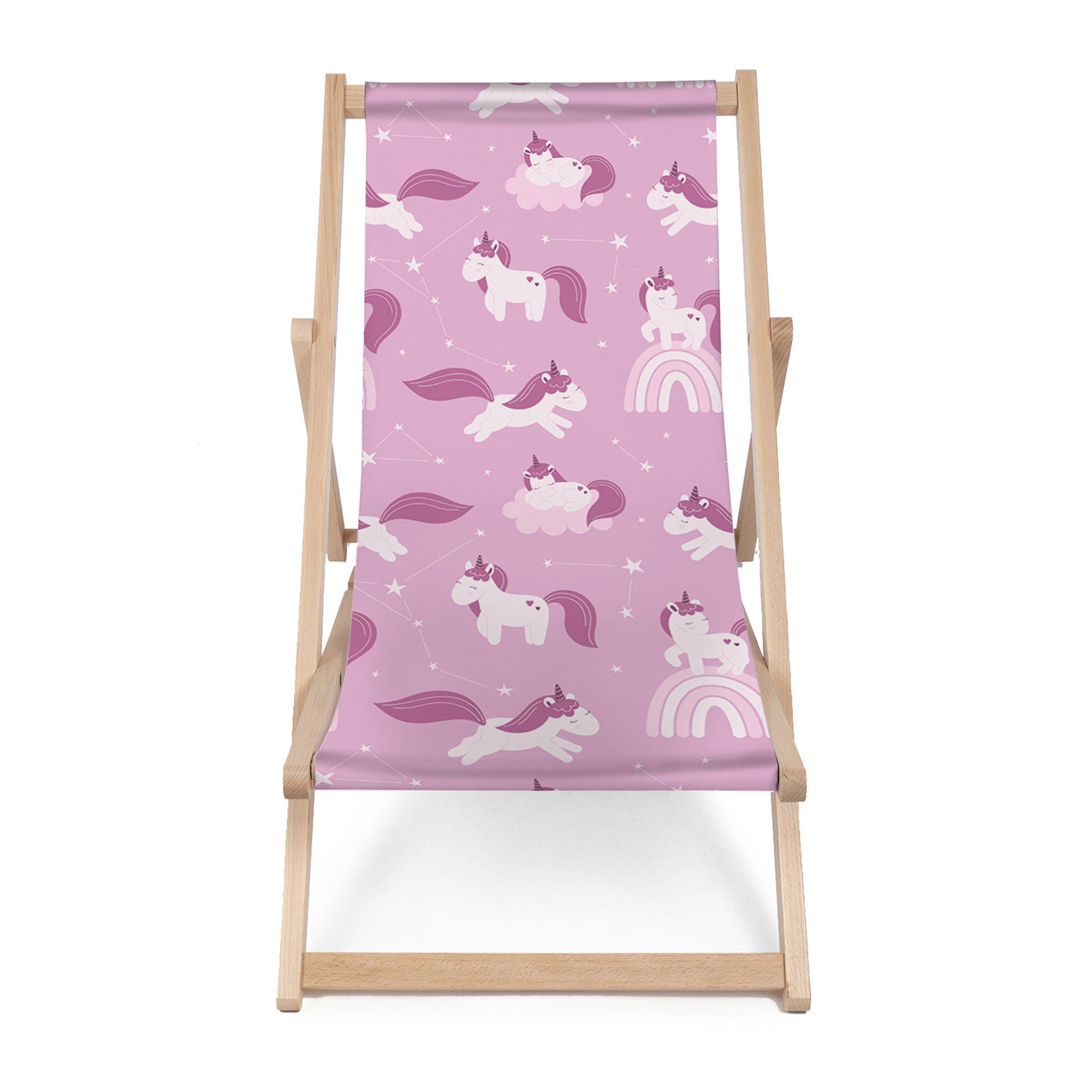 Wooden Deck Chair Unicorns and Clouds-M