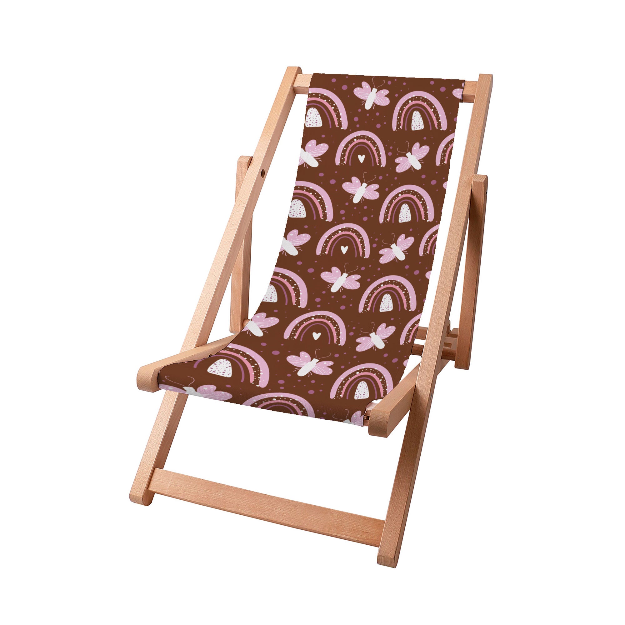 Wooden Deck Chair Butterflies and Rainbows-S