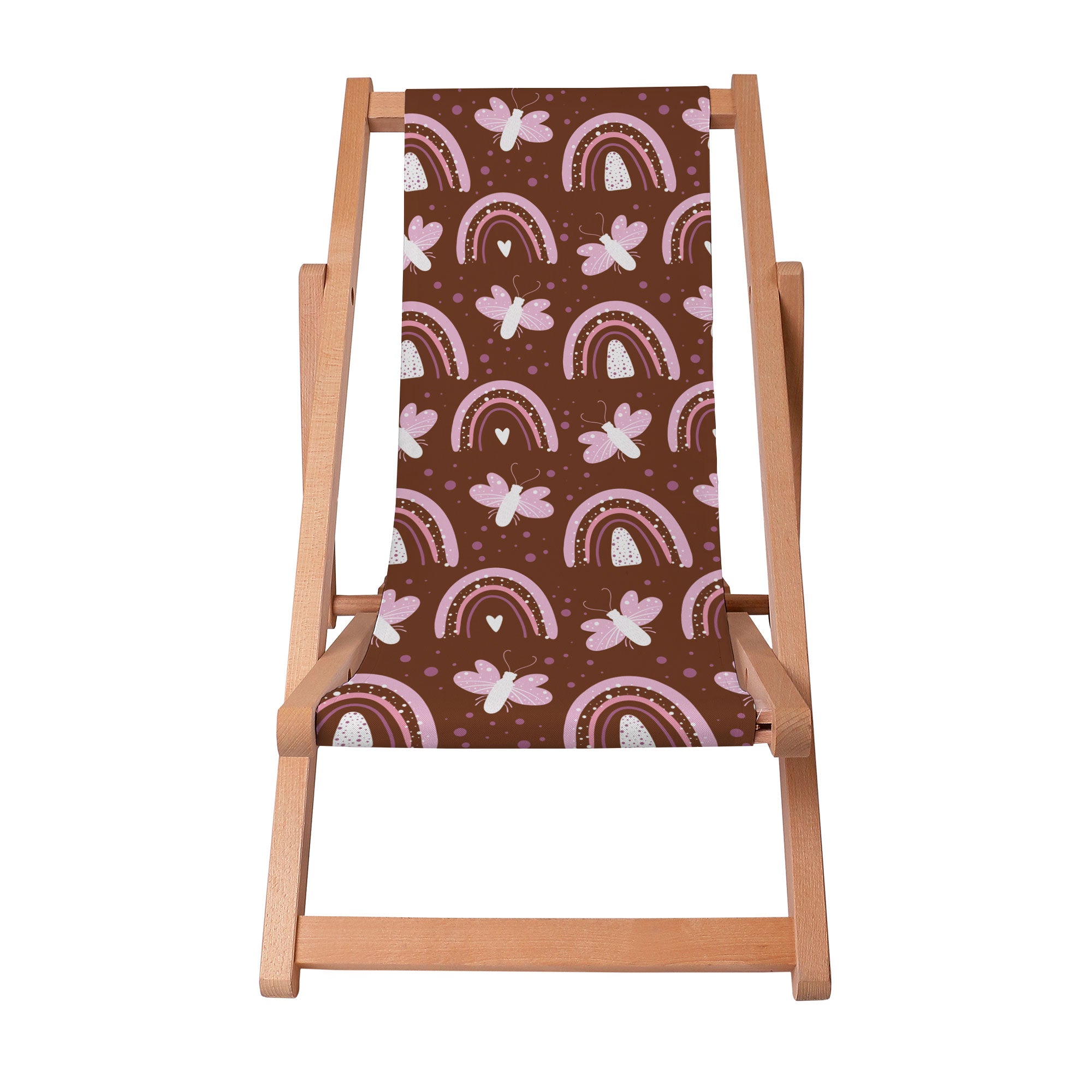 Wooden Deck Chair Butterflies and Rainbows