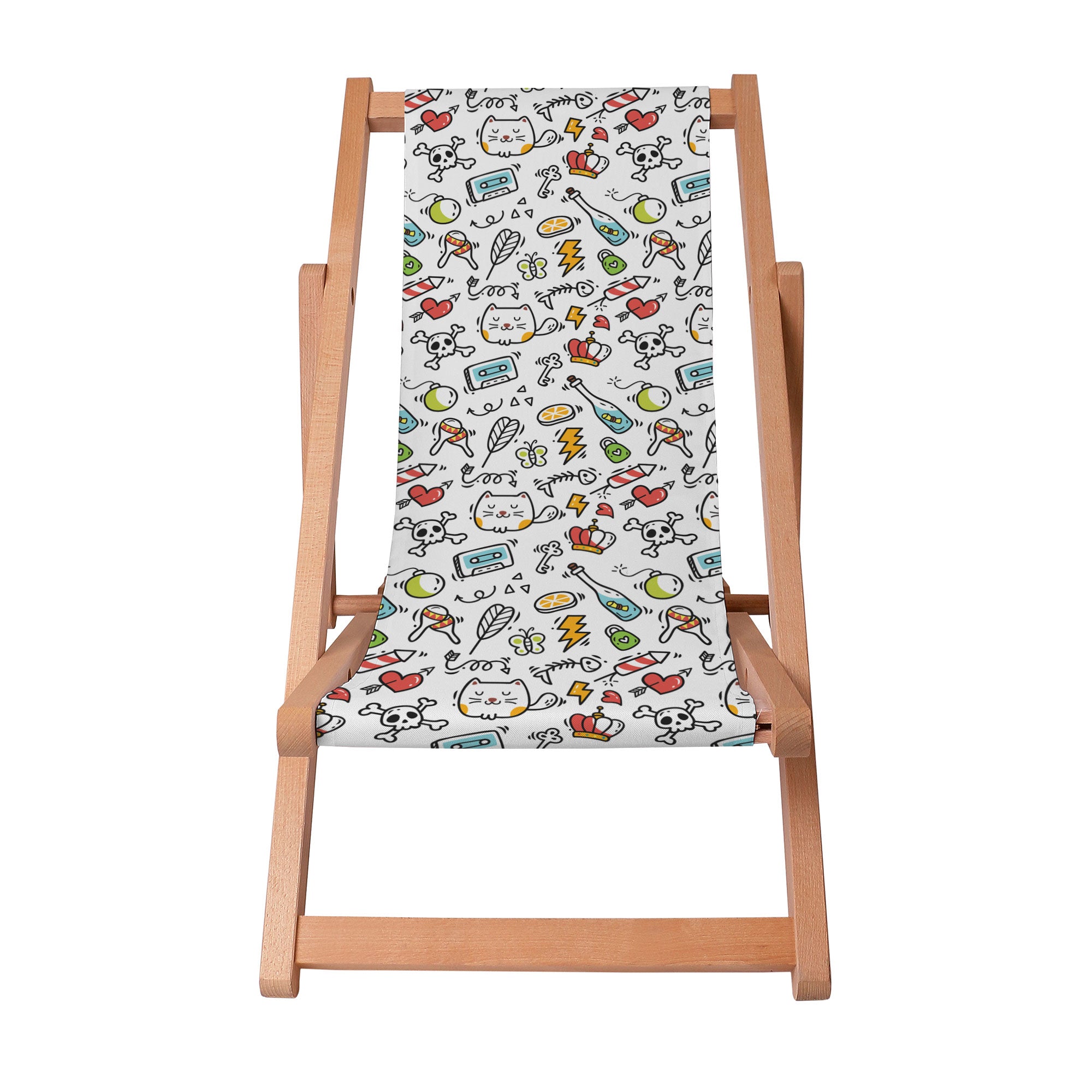 Wooden Deck Chair Cartoon Creepy Cats