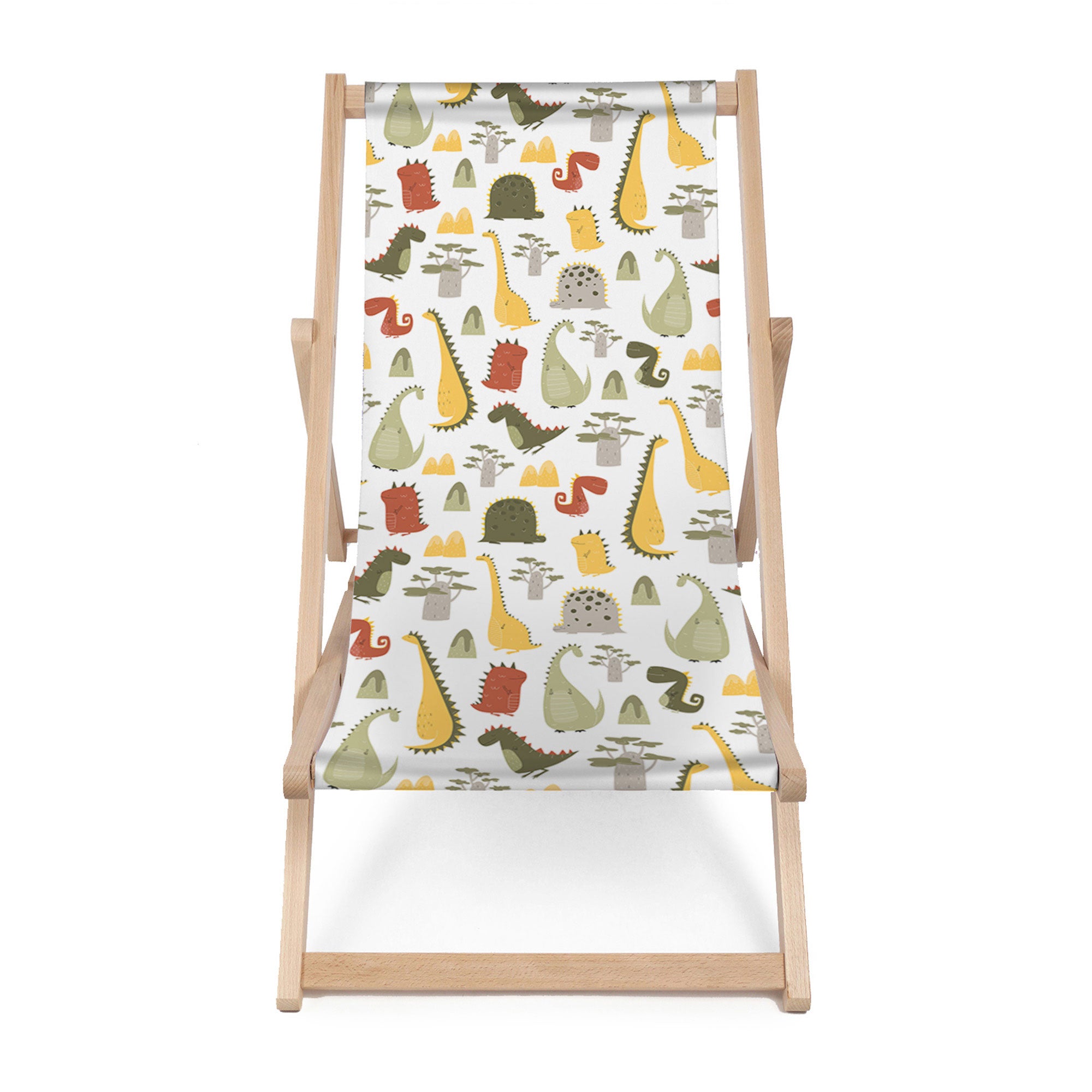 Wooden Deck Chair Cartoon Style Dinosaur-M