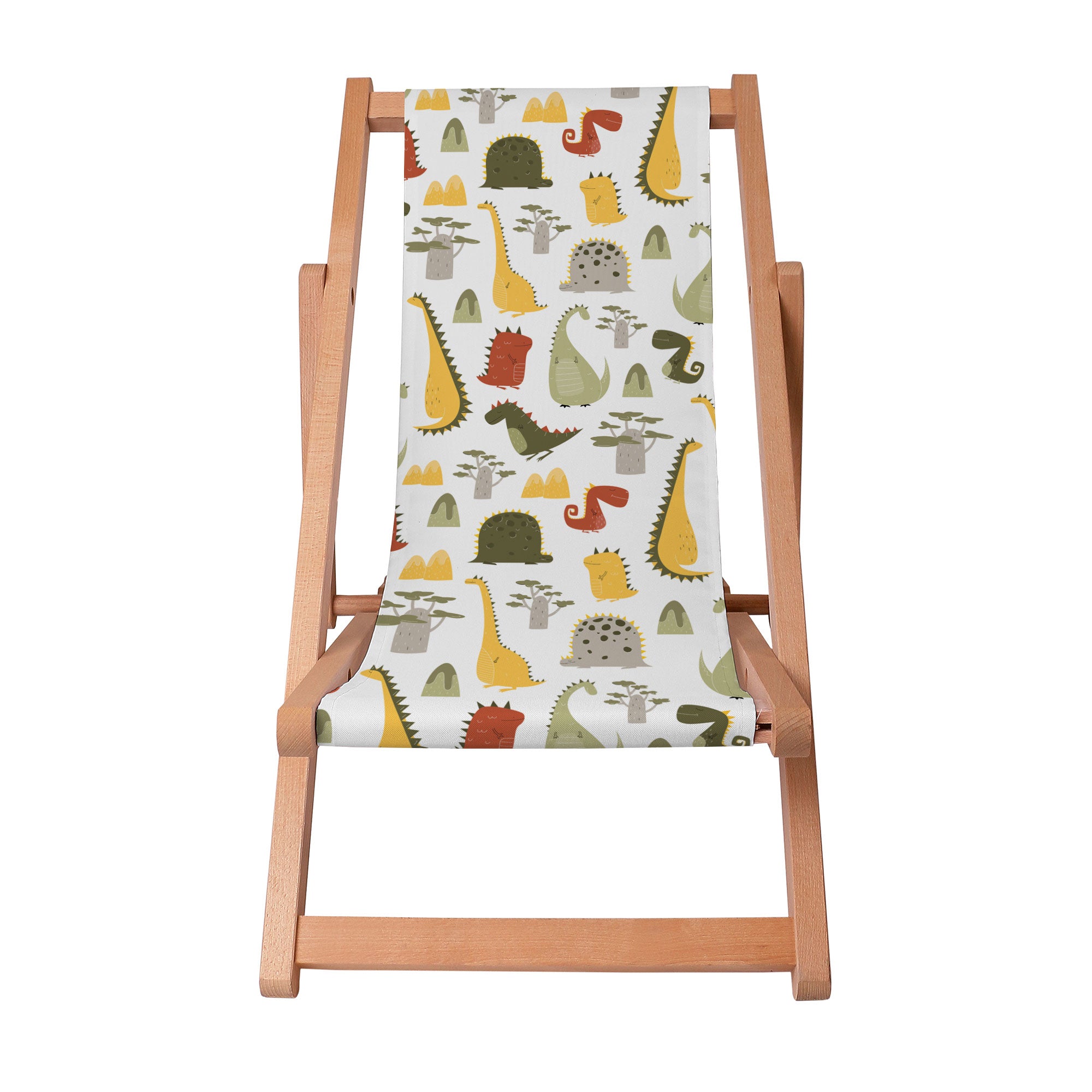 Wooden Deck Chair Cartoon Style Dinosaur-S