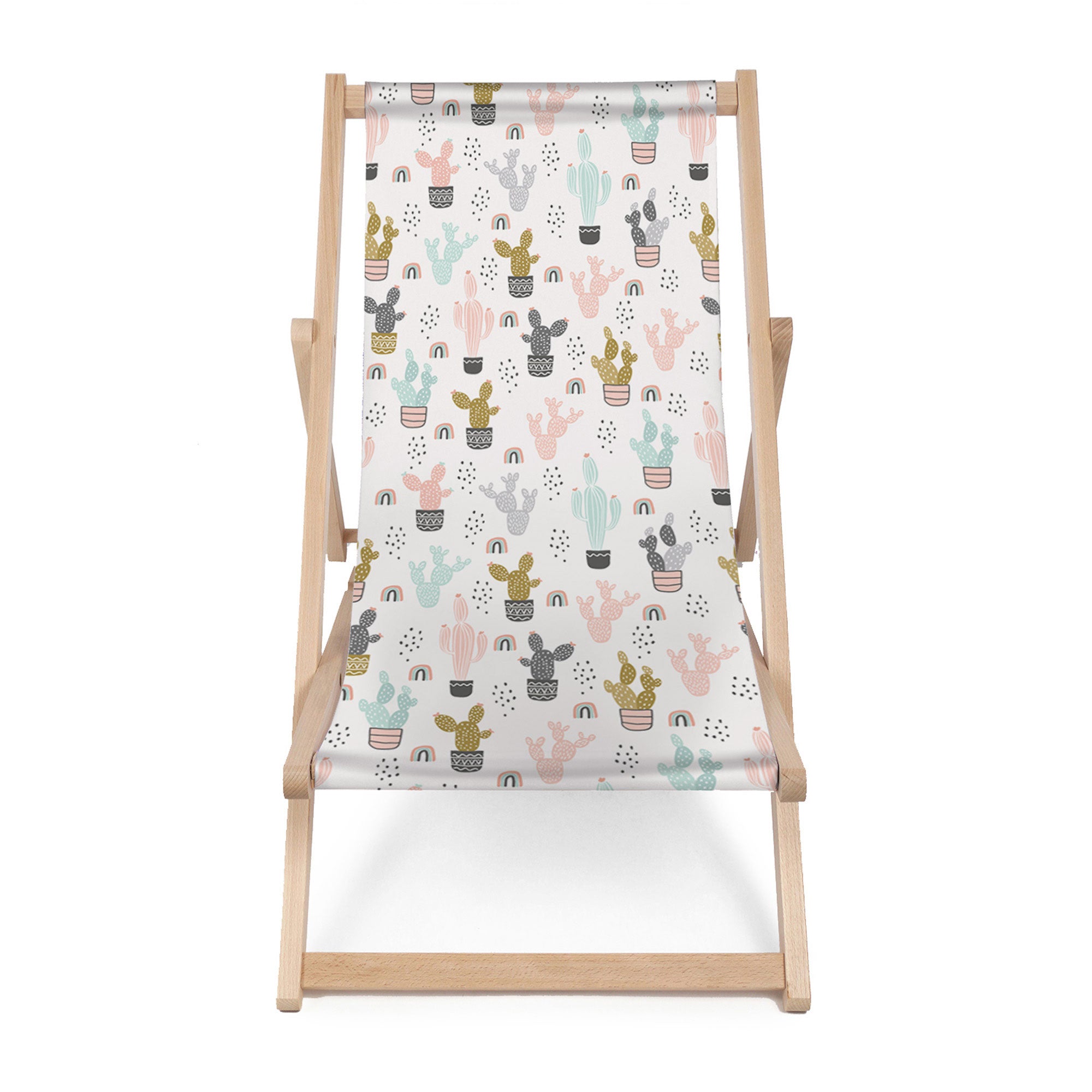Wooden Deck Chair Colorful Cactus-M