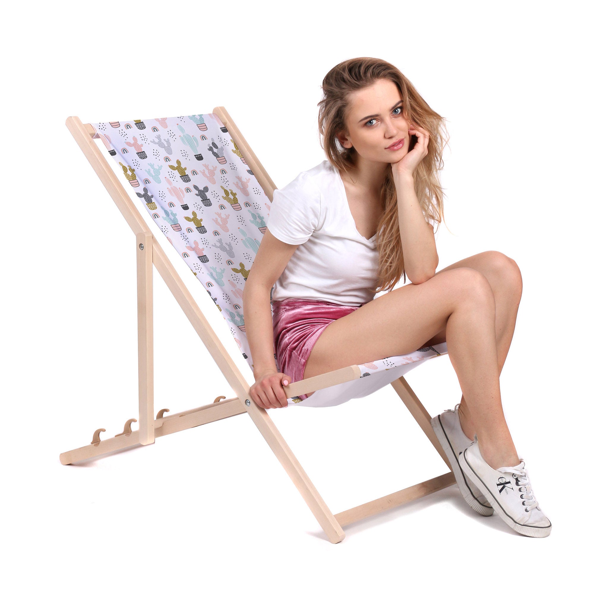 Wooden Deck Chair Colorful Cactus-M