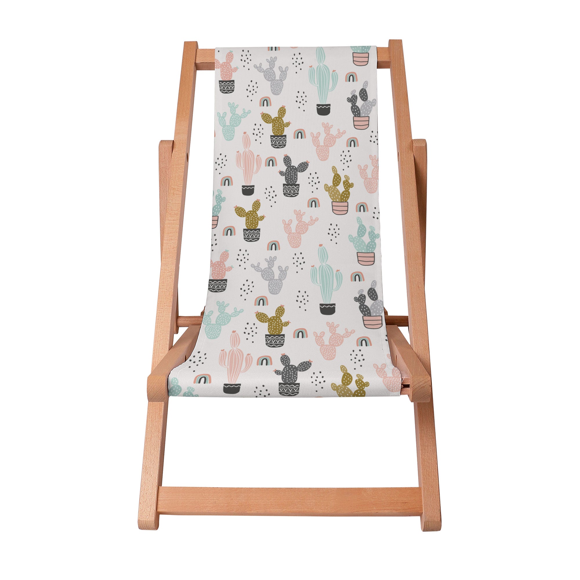 Wooden Deck Chair Colorful Cactus-S