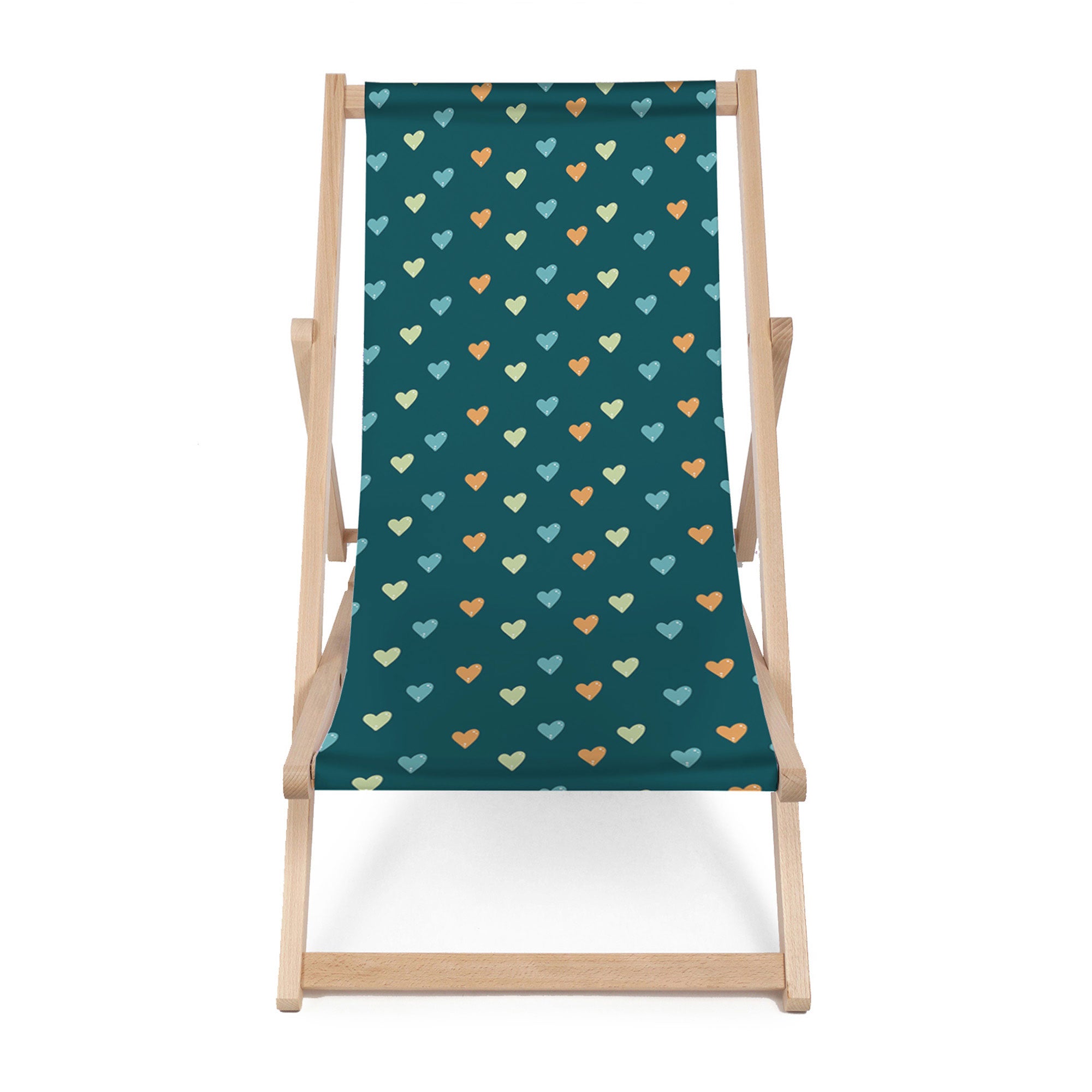 Wooden Deck Chair Colorful Hearts-M