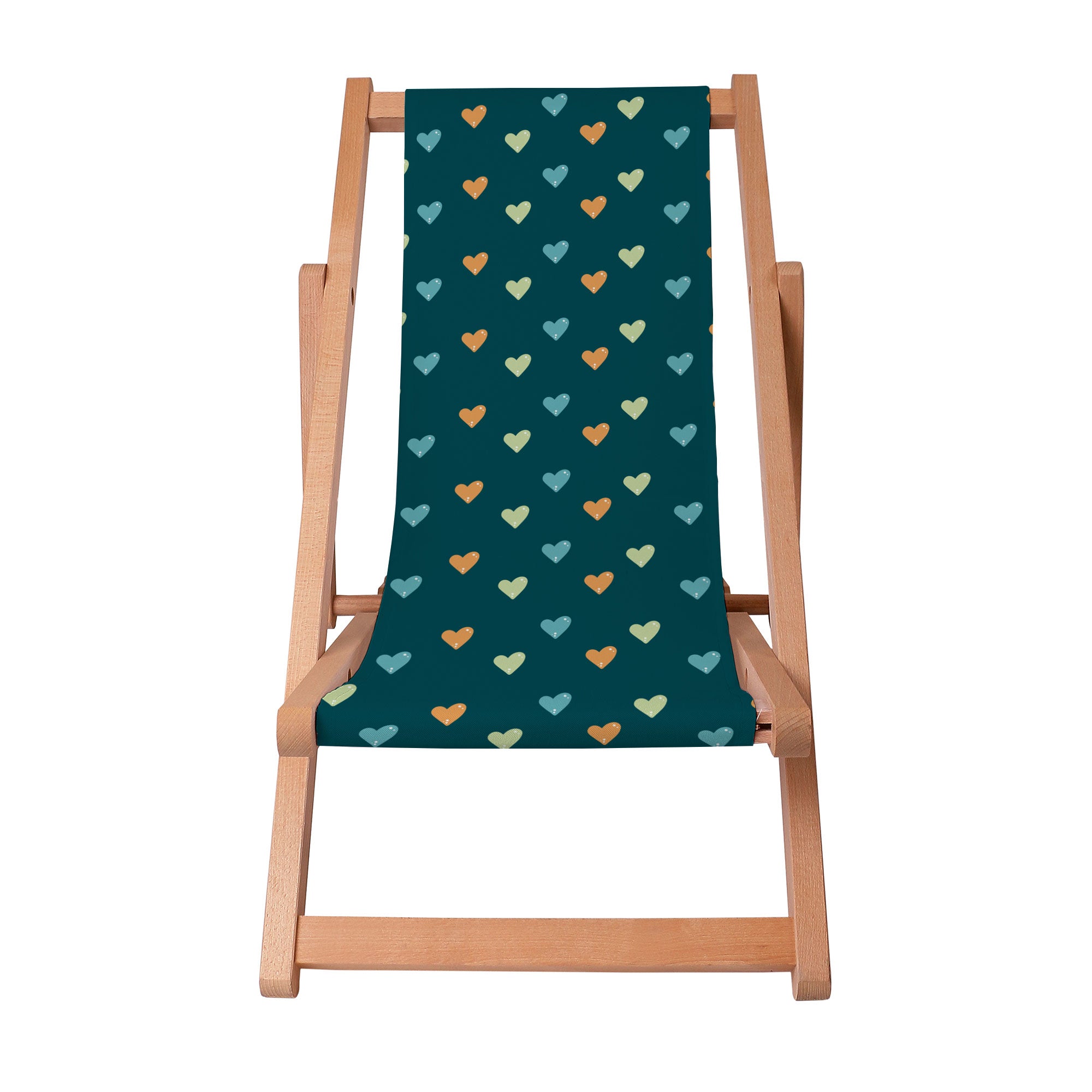 Wooden Deck Chair Colorful Hearts