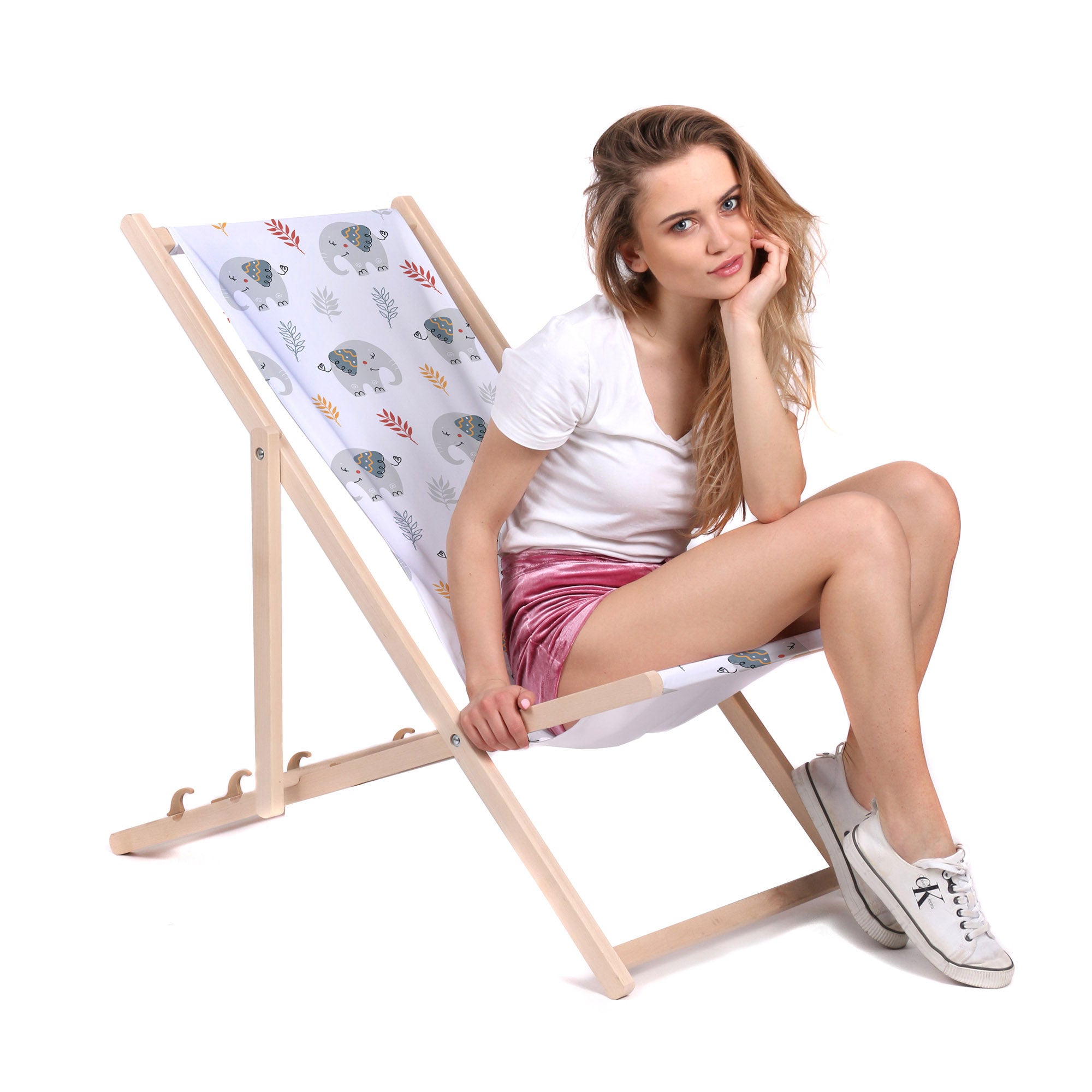 Wooden Deck Chair Cute Elephant-M
