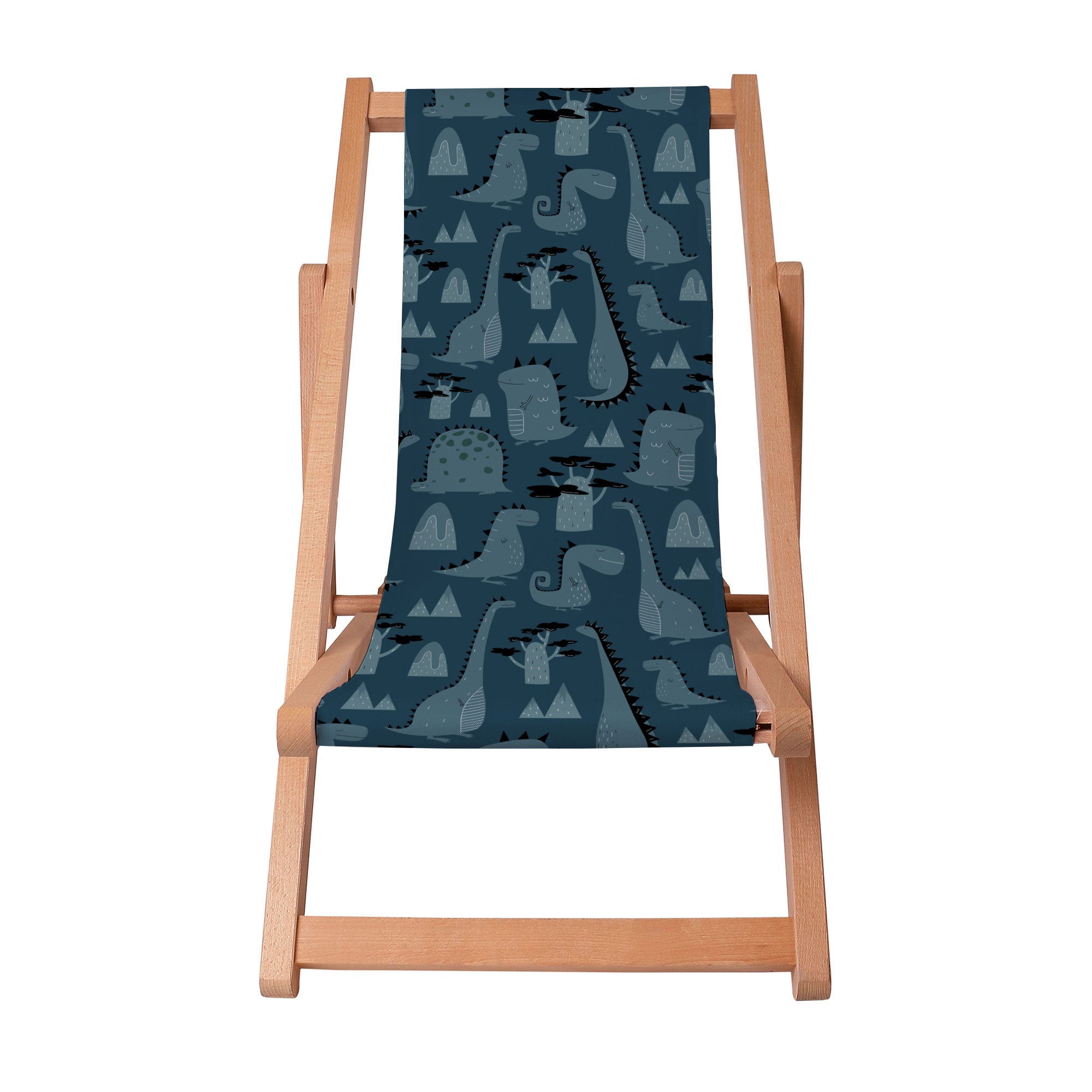 Wooden Deck Chair Dark Cartoon Style Dinosaur-S