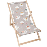 Wooden Deck Chair Elephant and Rainbow Clouds-M