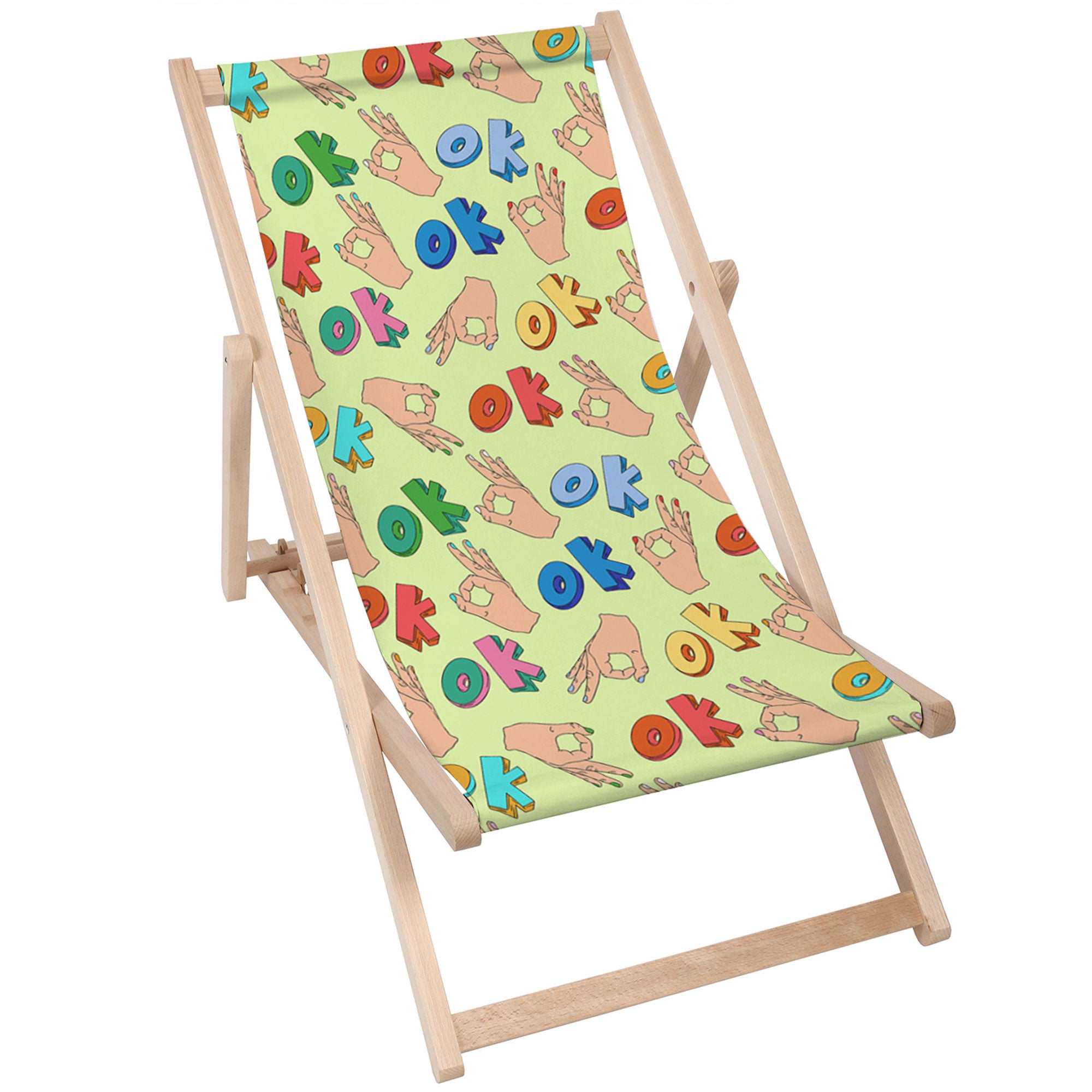 Wooden Deck Chair Everything is ok-M