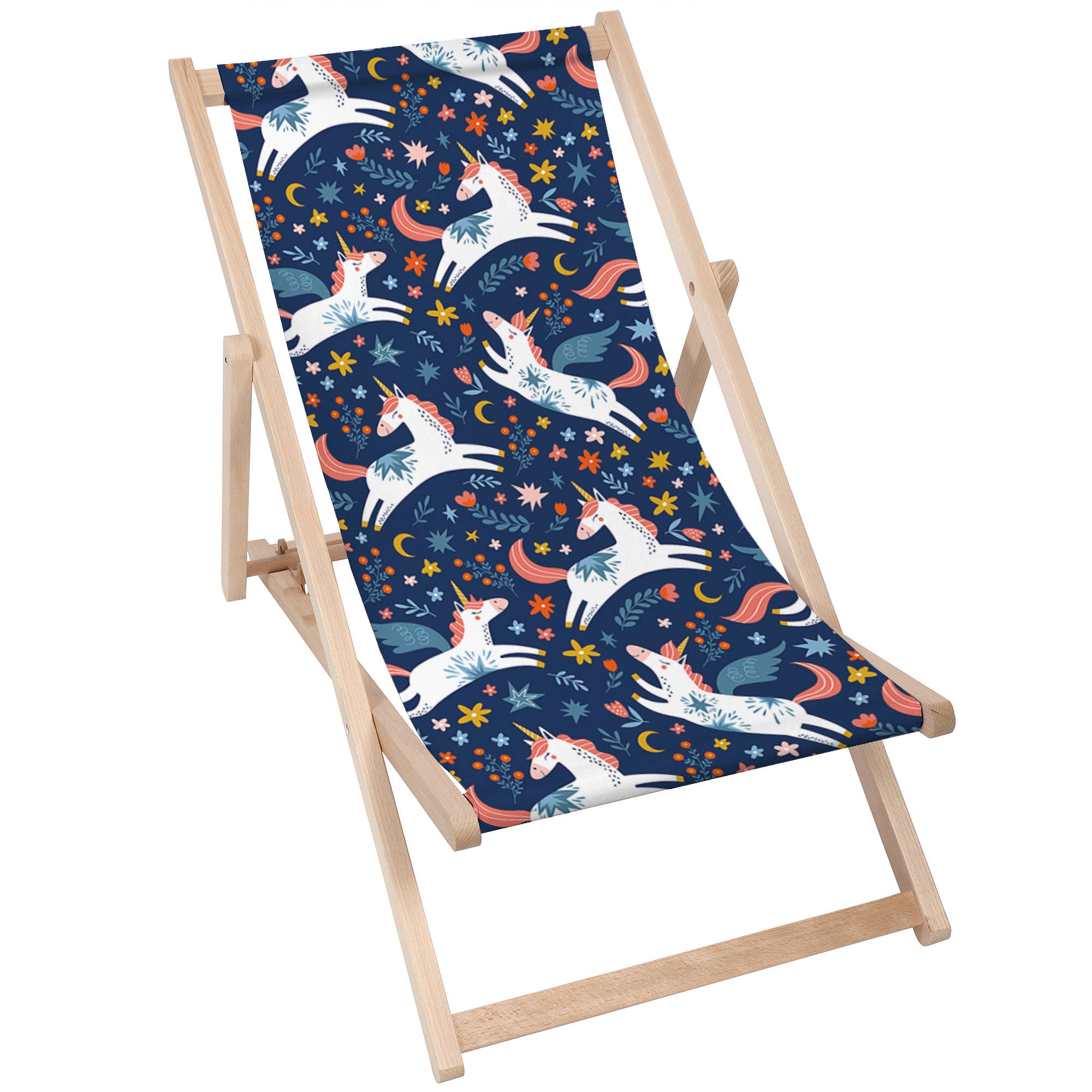 Wooden Deck Chair Fairy Unicorns-M