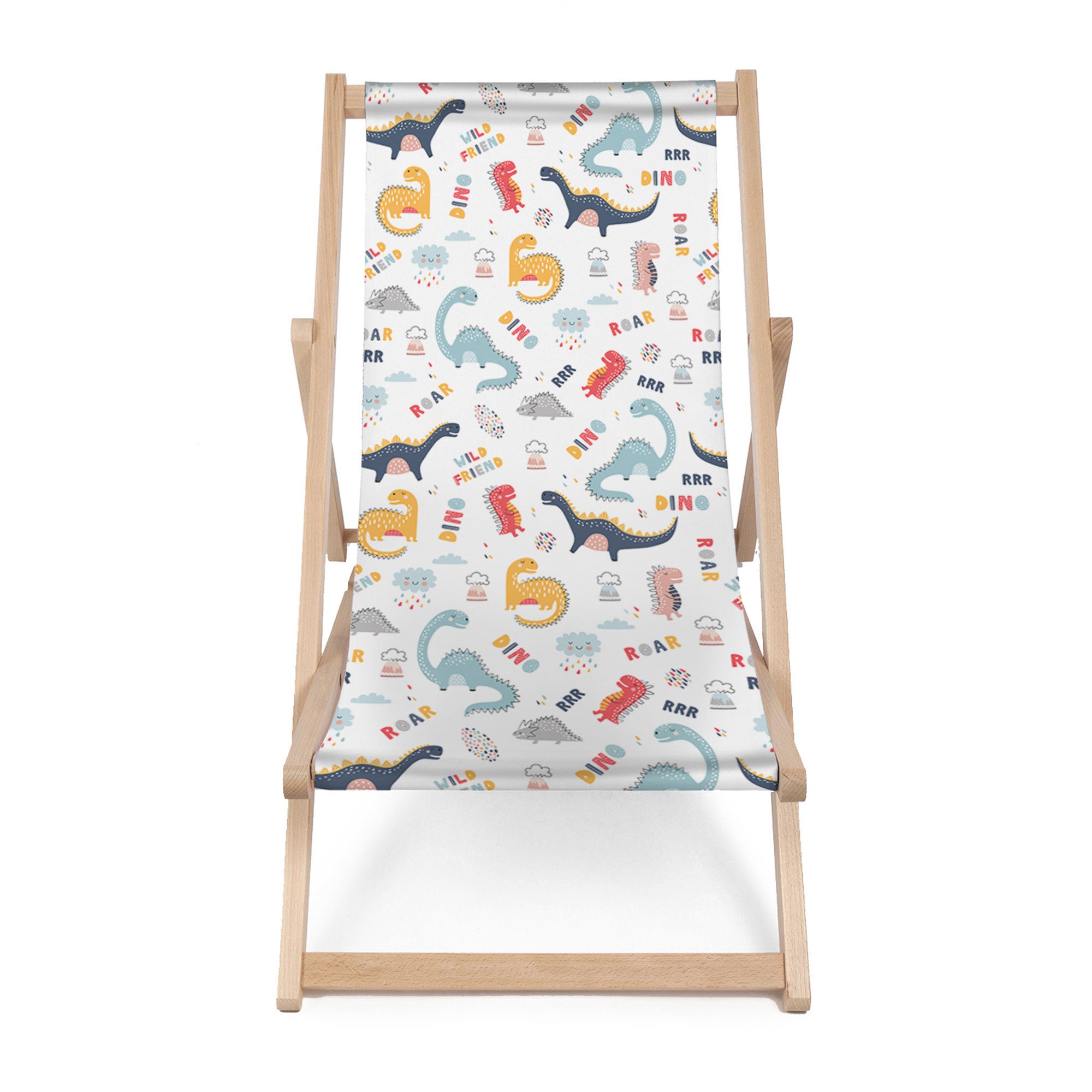 Wooden Deck Chair Funny Kids Dinosaurs-M