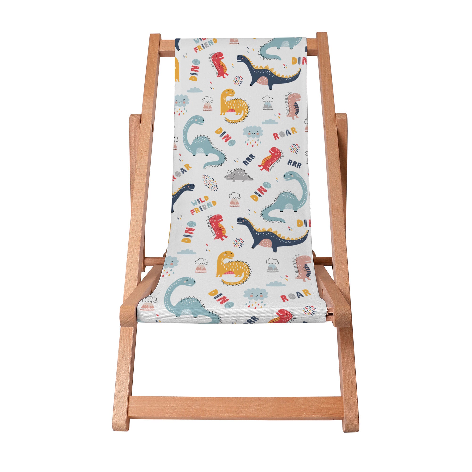 Wooden Deck Chair Funny Kids Dinosaurs