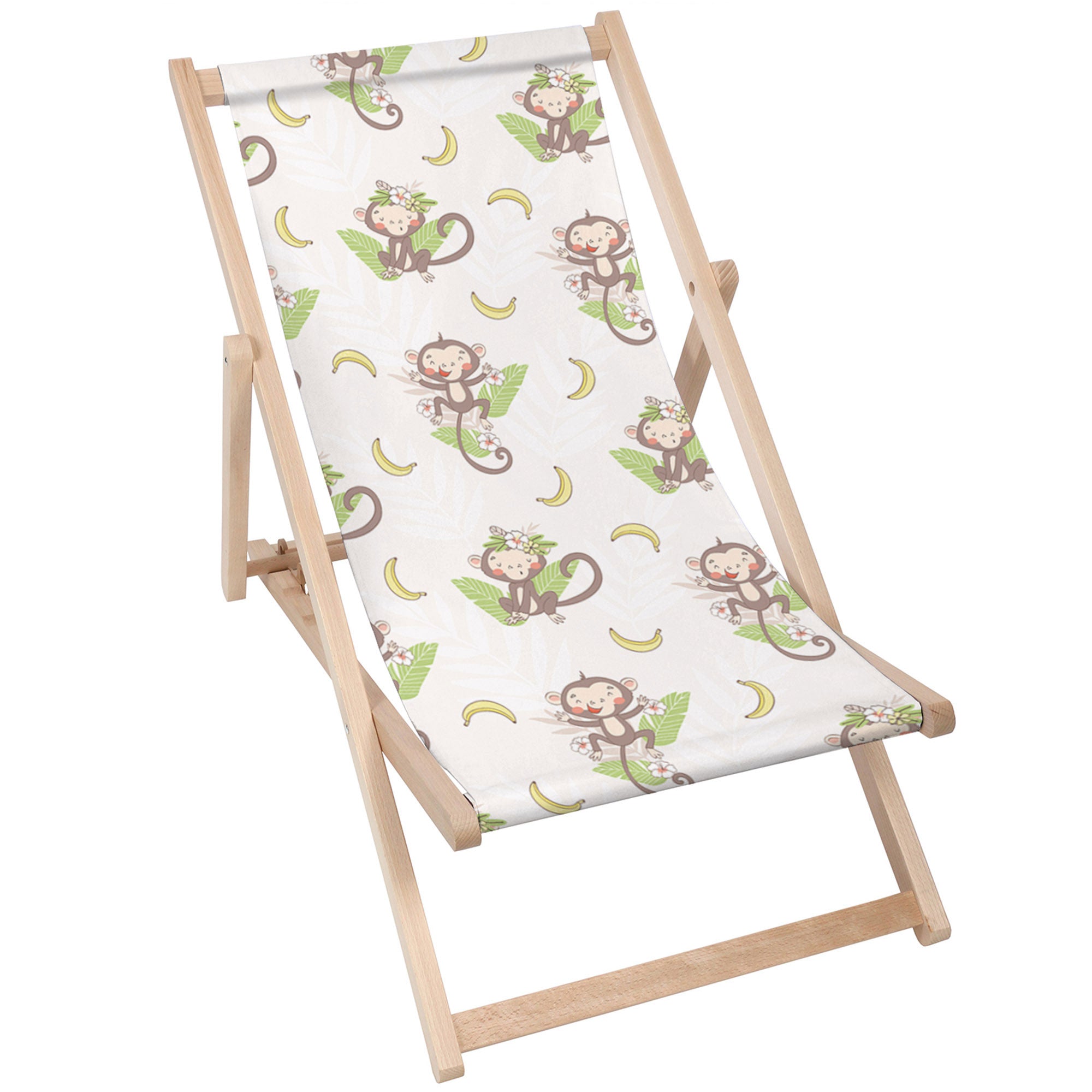 Wooden Deck Chair Funny Monkeys-M