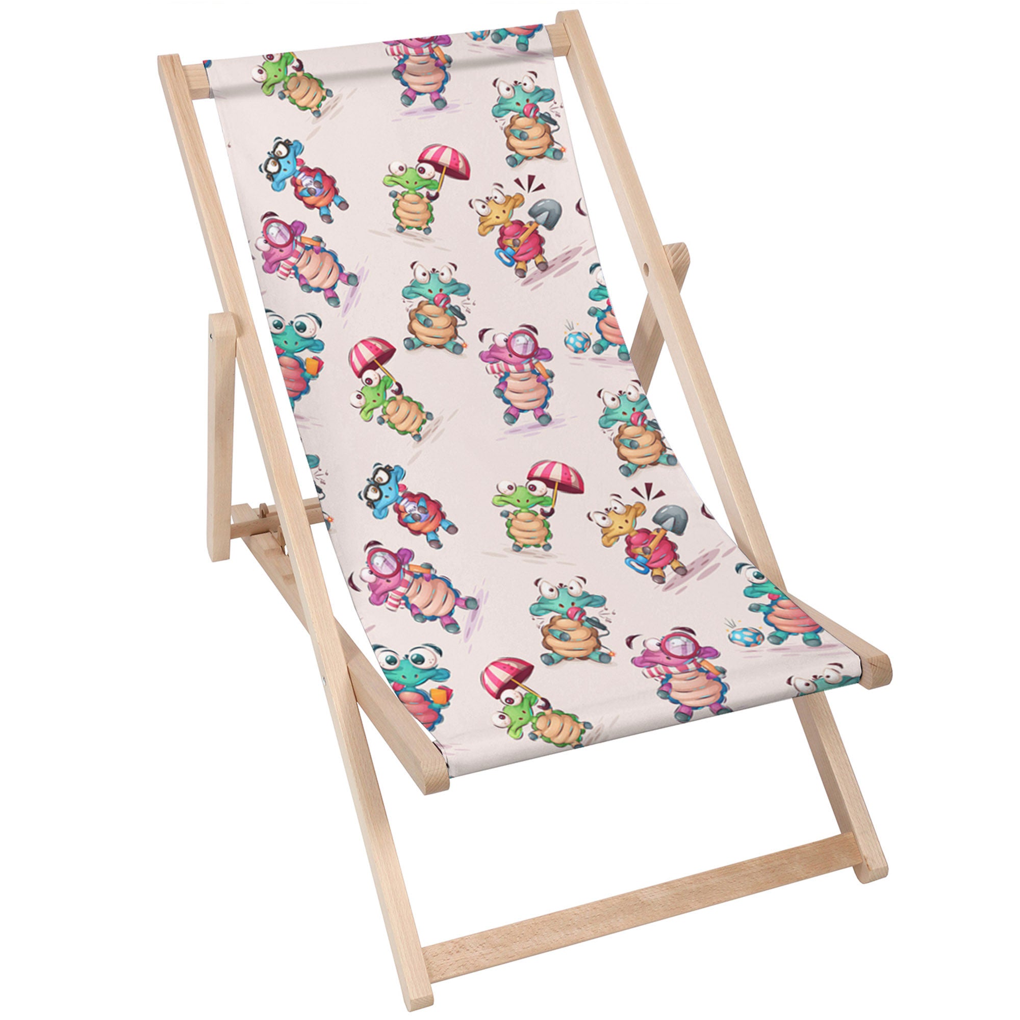 Wooden Deck Chair Funny Turtles-M