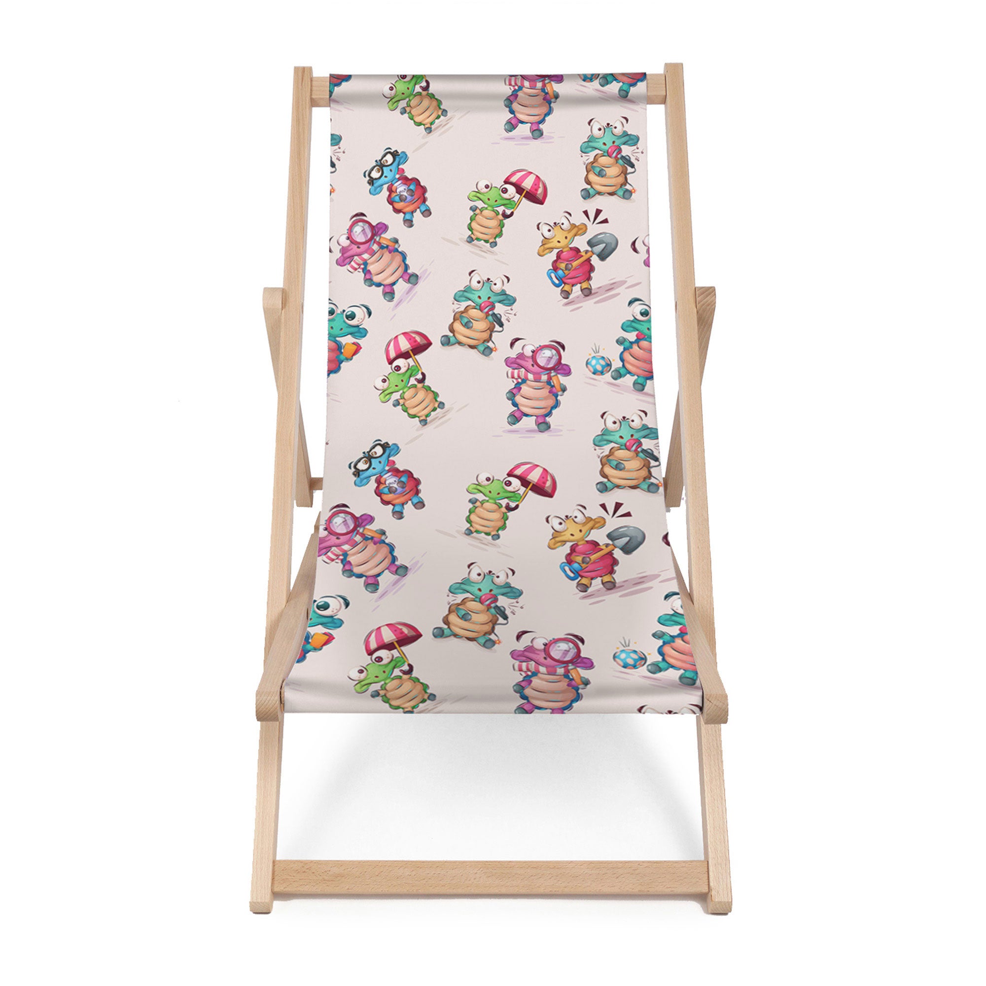 Wooden Deck Chair Funny Turtles-M