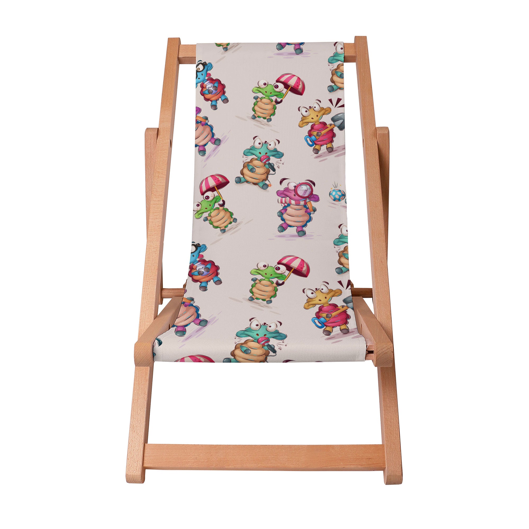 Wooden Deck Chair Funny Turtles-S