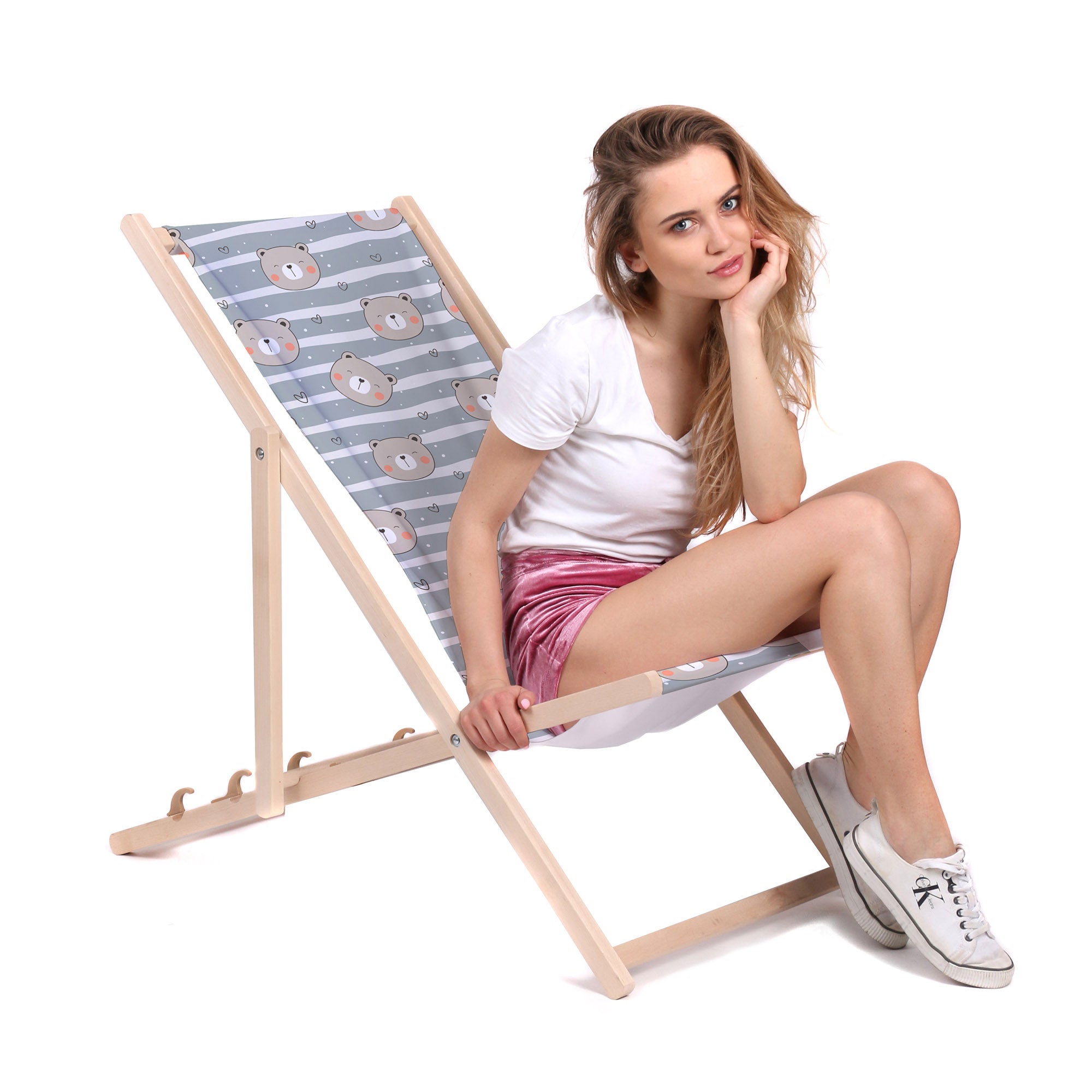 Wooden Deck Chair Happy Bear-M