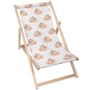 Wooden Deck Chair Happy Girl in the Plane-M