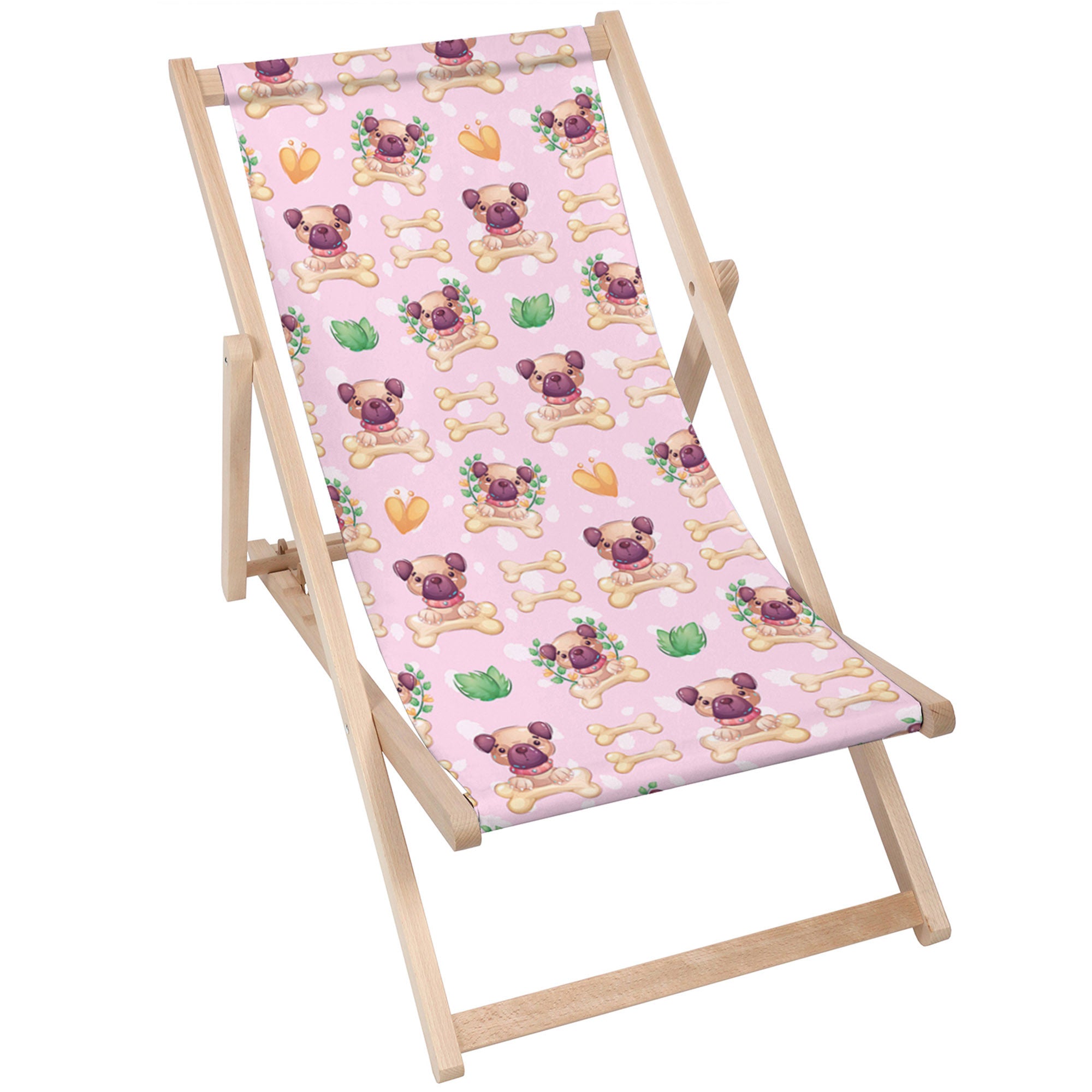 Wooden Deck Chair Happy Small Dogs-M