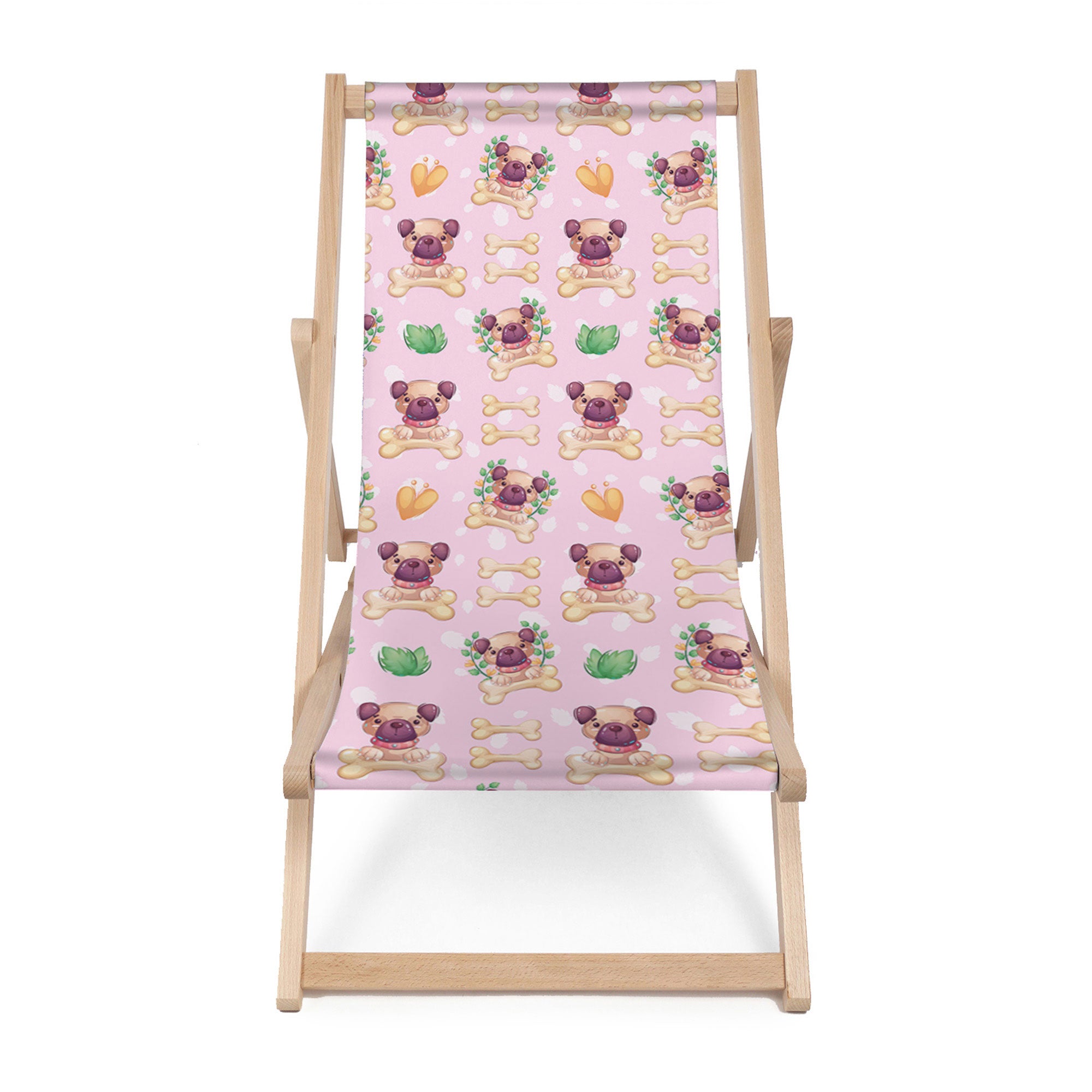 Wooden Deck Chair Happy Small Dogs-M