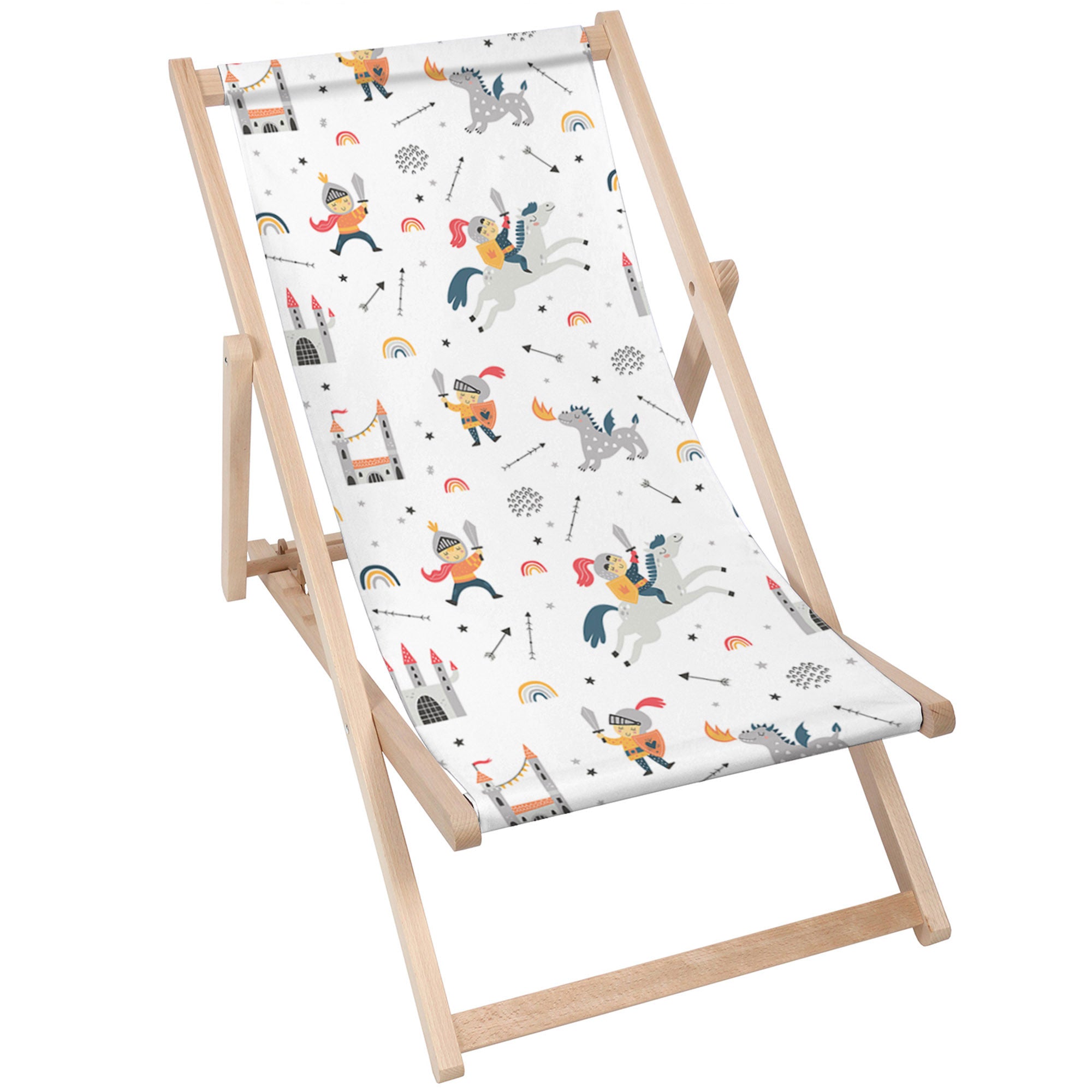 Wooden Deck Chair Knight and Dragon-M